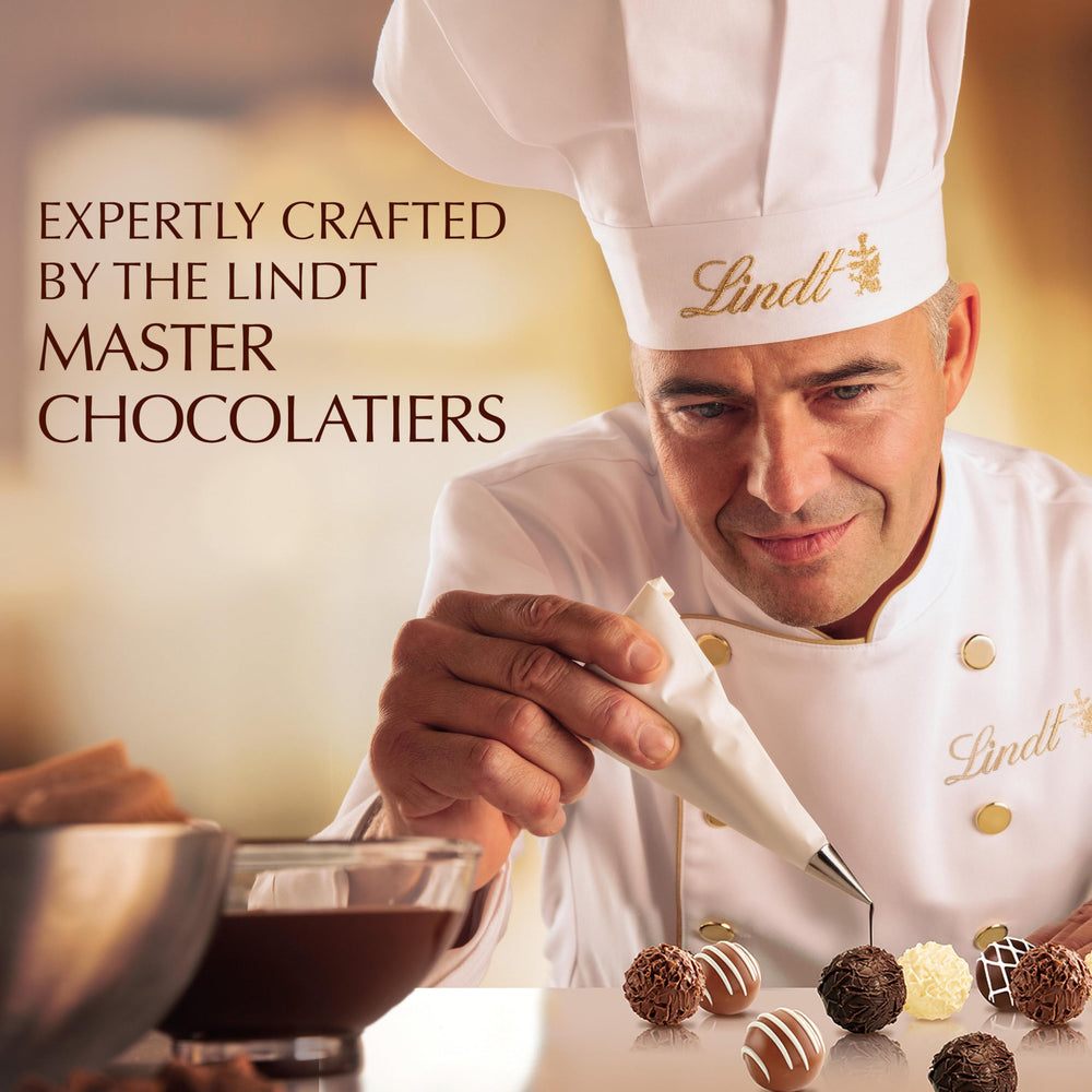 Lindt Gourmet Truffles texture swirls close-up, indulgent chocolate experience