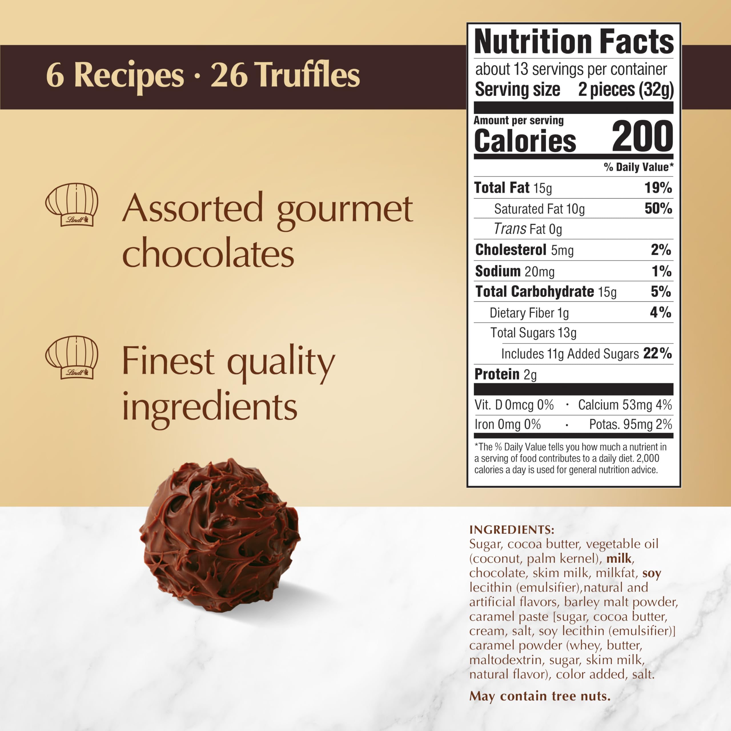 Lindt Gourmet Truffles varieties display dark, milk, and white chocolate selections