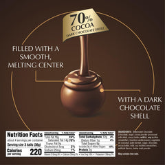 Lindt LINDOR 70% melting center close-up shows smooth filling ideal for after-dinner pairing