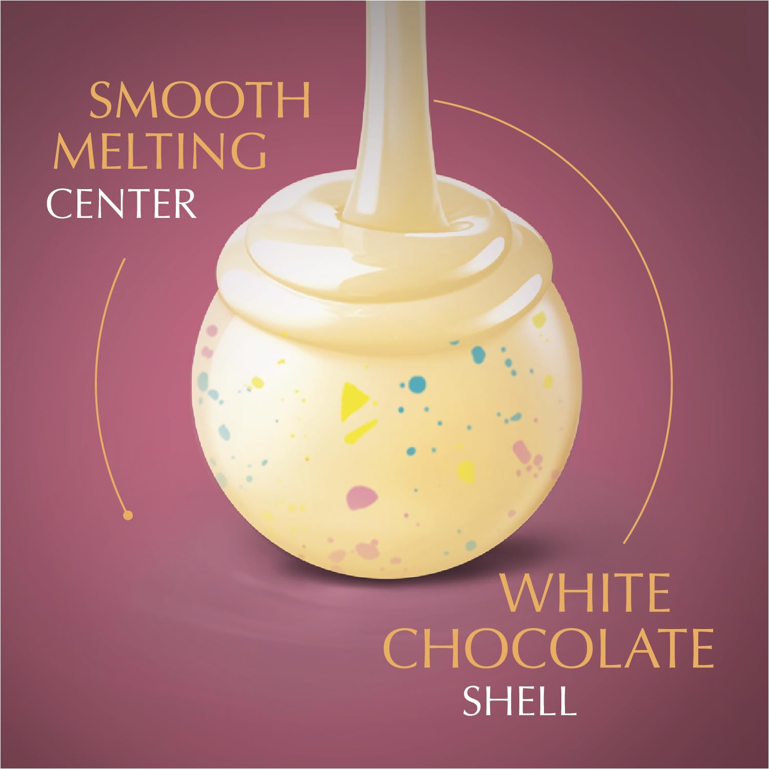Lindt LINDOR Birthday Cake center reveals creamy birthday cake flavor.