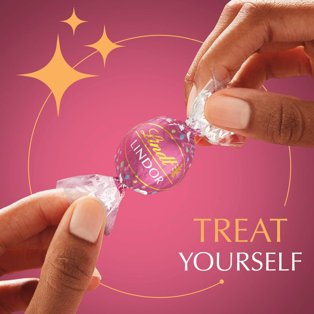 Lindt LINDOR Birthday Cake truffles ideal as a gift idea.