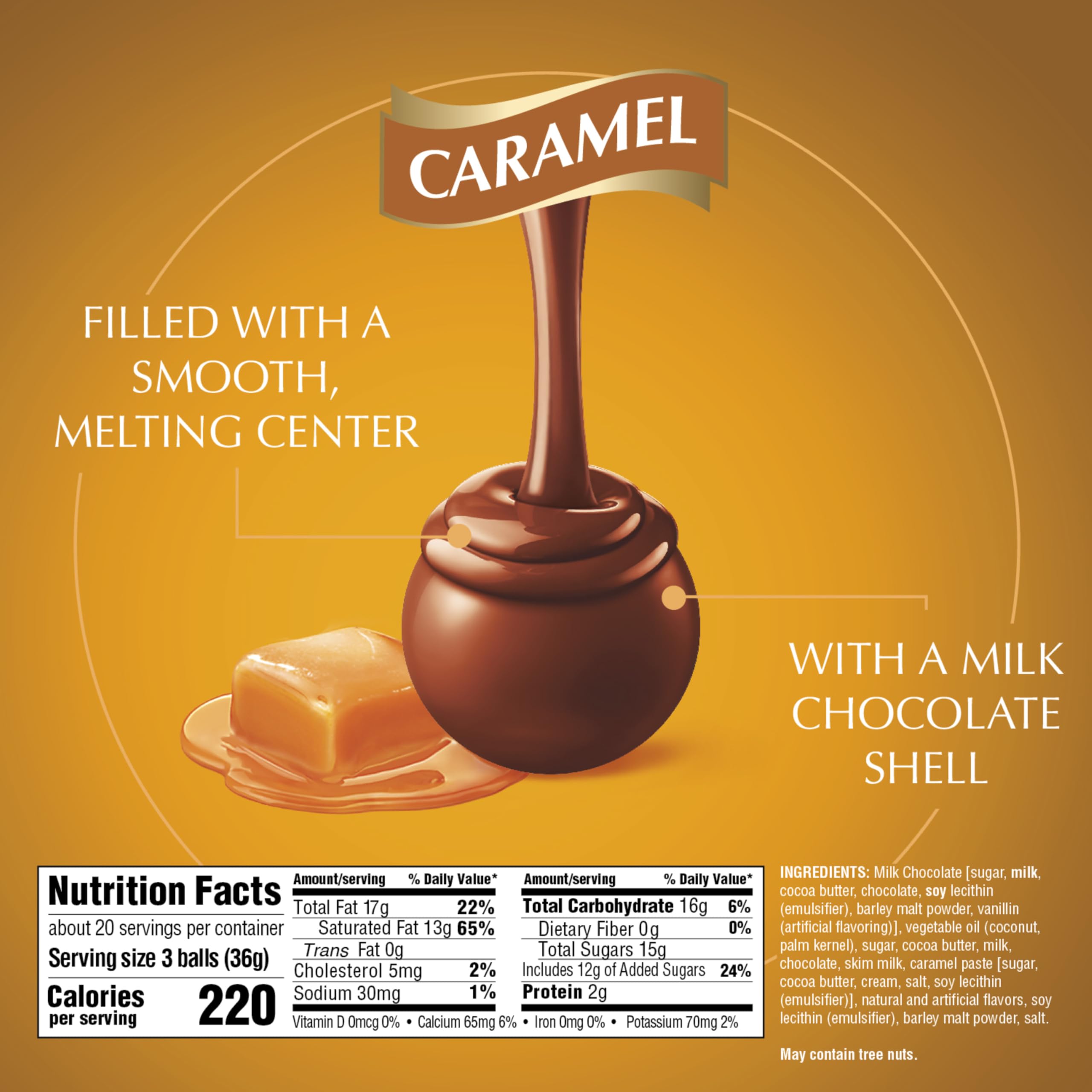 Lindt Lindor Caramel Milk Chocolate Truffles box open, perfect for sharing at gatherings
