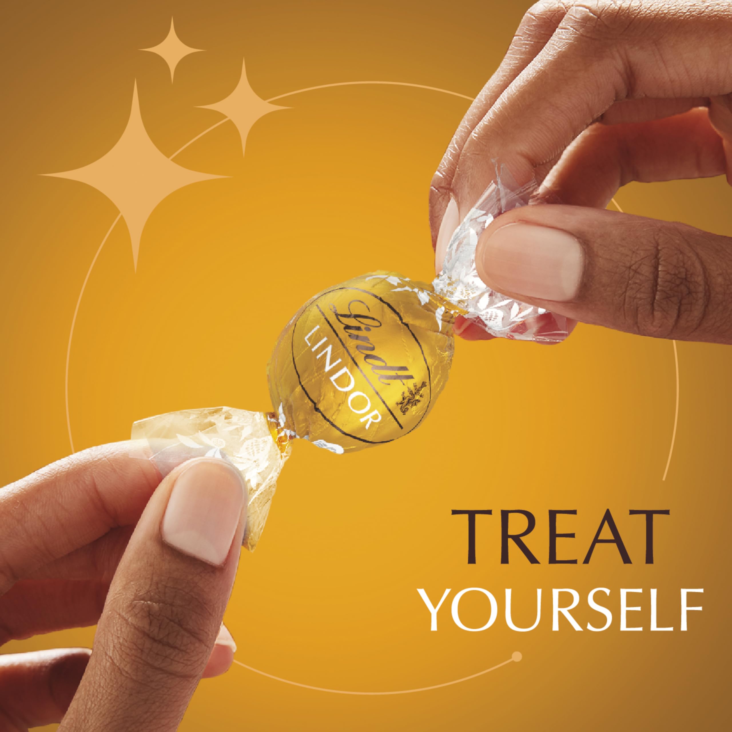 Lindt Lindor Caramel Milk Chocolate Truffles gift-packaging, elegant presentation for celebrations