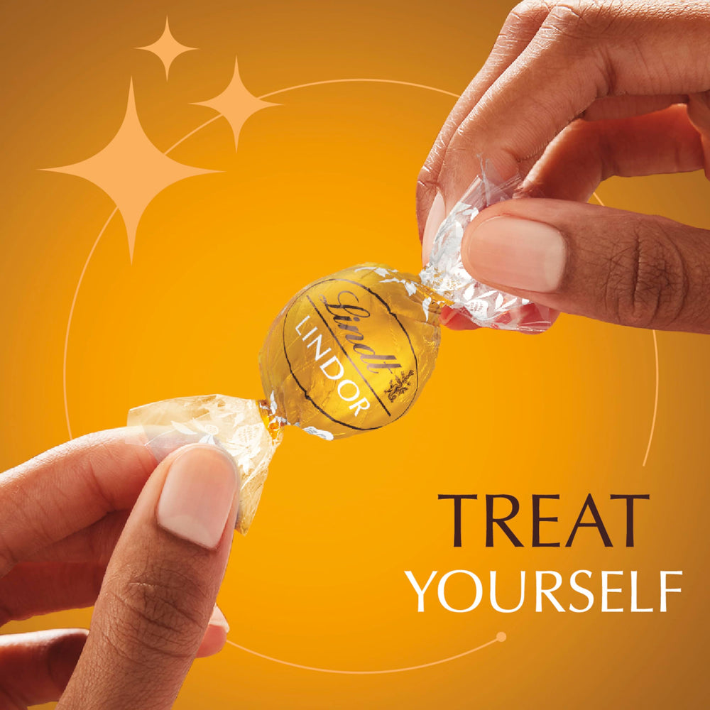 Lindt Lindor Caramel Milk Chocolate Truffles gift-packaging, elegant presentation for celebrations