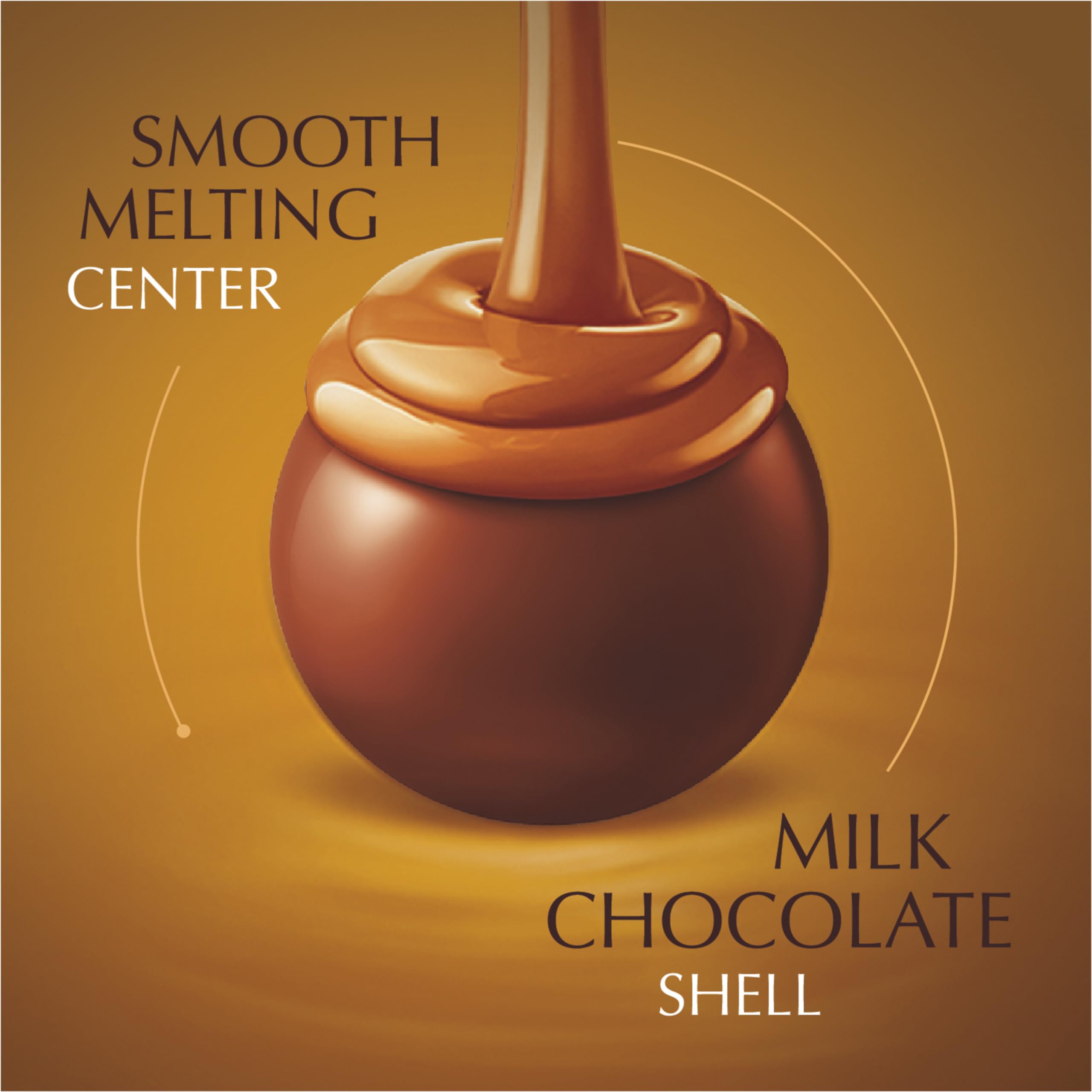 Lindt Lindor Caramel Milk Chocolate Truffles melting center close-up, creamy caramel reveal