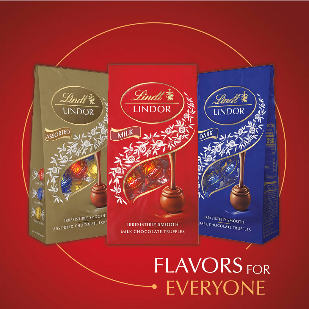 Lindt LINDOR truffles displayed on a dessert plate for tasting