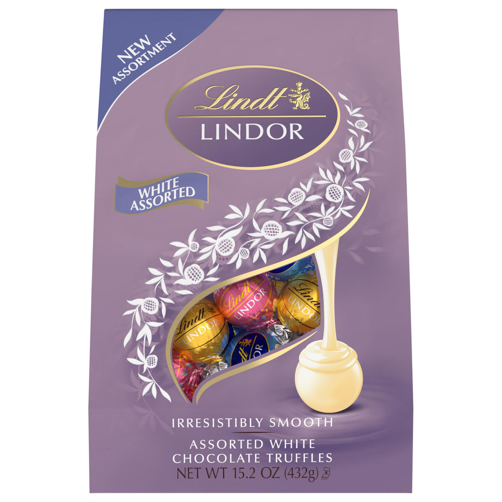 Gift-ready Lindt LINDOR white chocolate assortment for celebrations