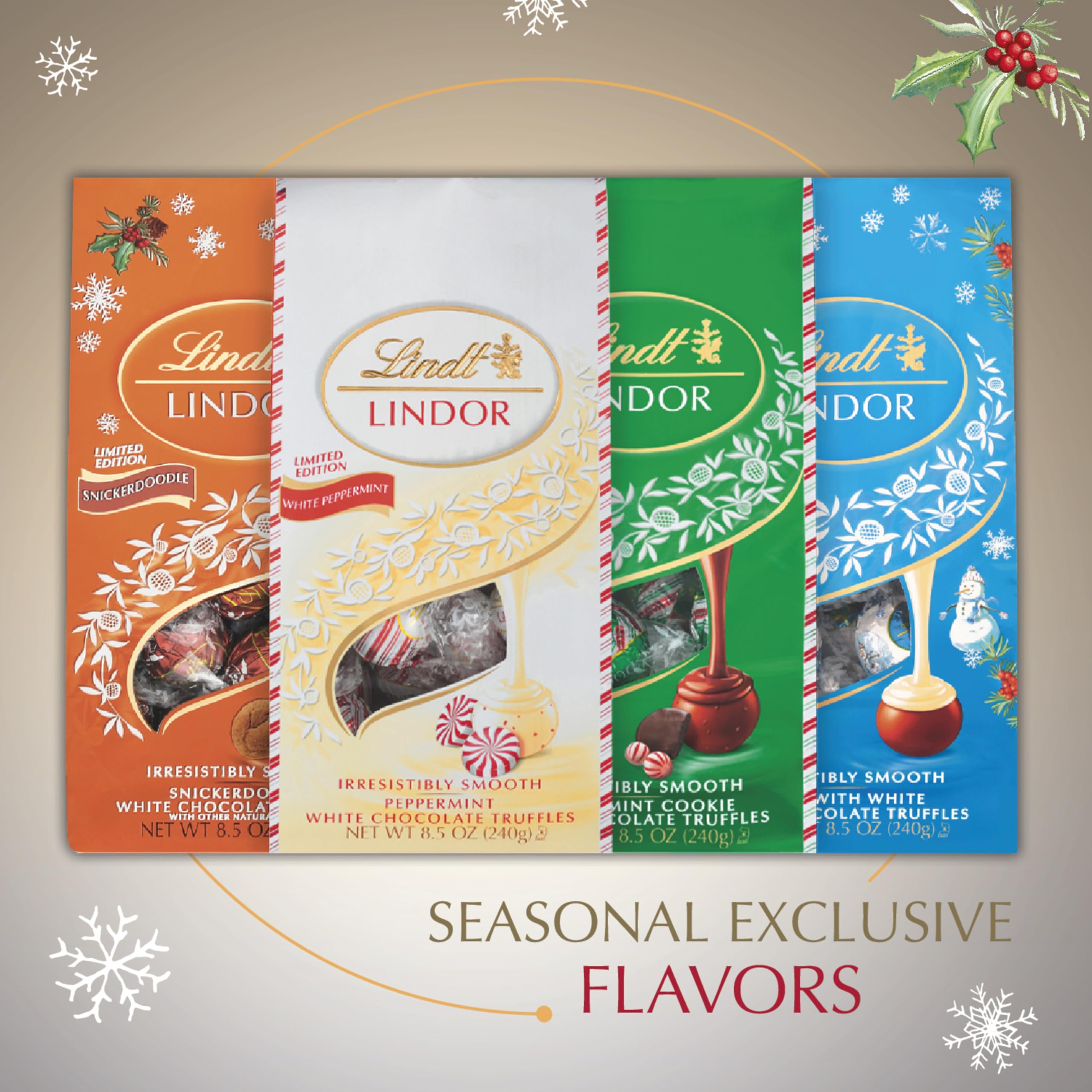Lindt Lindor White Peppermint Truffles served on a dish for sharing.