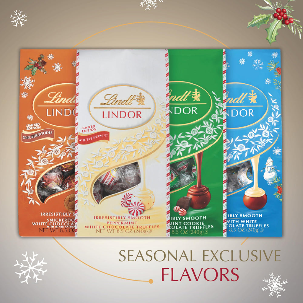 Lindt Lindor White Peppermint Truffles served on a dish for sharing.