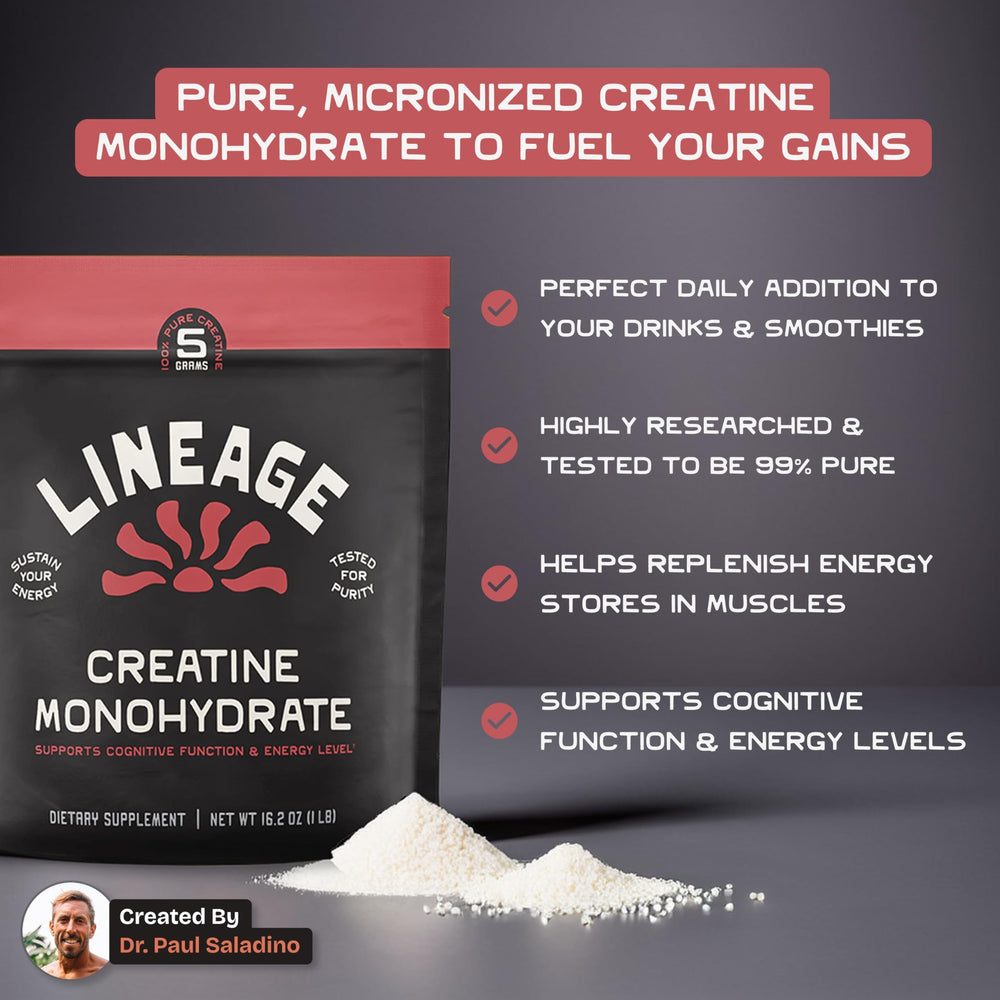 Lineage Provisions creatine with sea salt dissolving quickly in liquid.