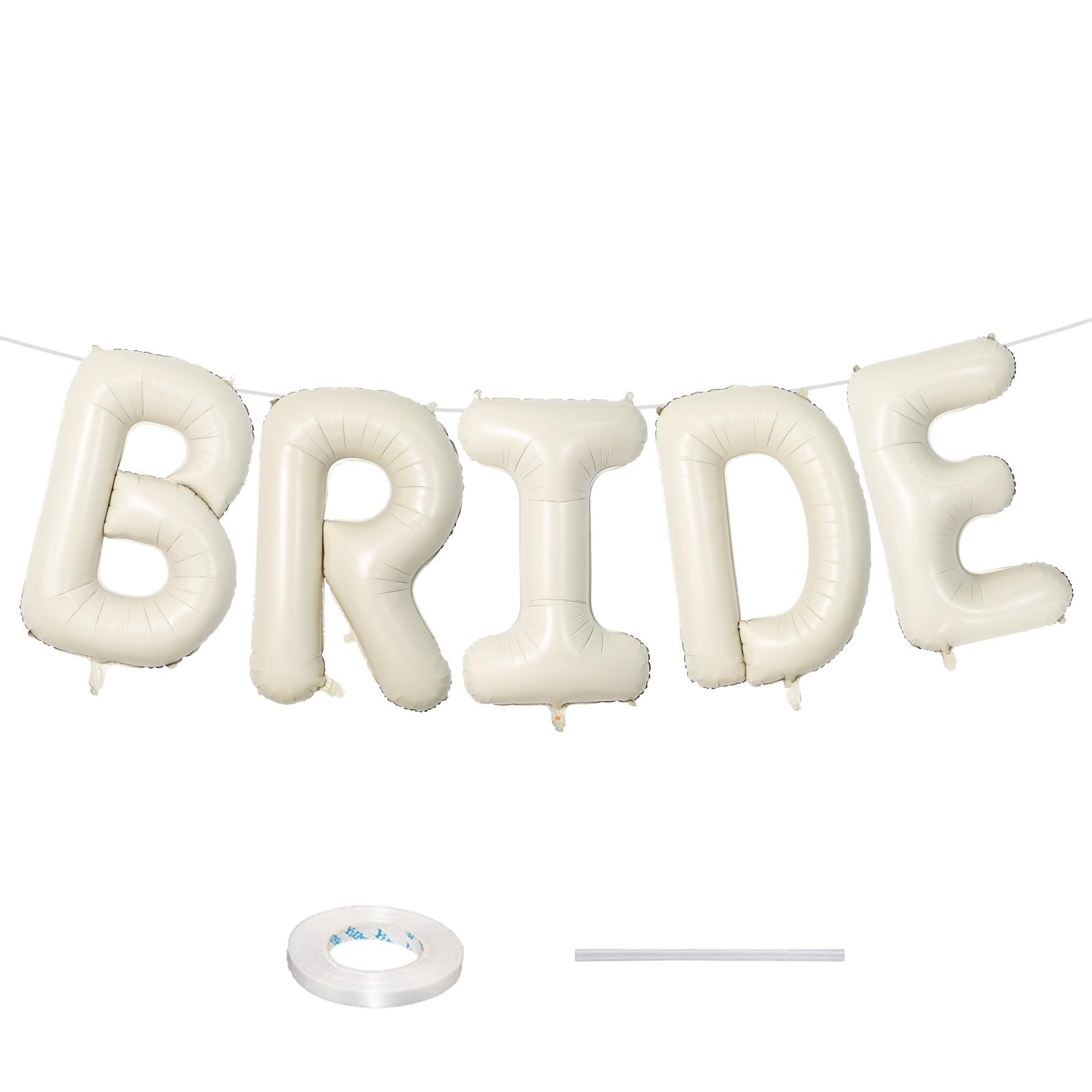 Lingqiang BRIDE 40-inch beige foil letters banner for elegant bridal shower decor.
