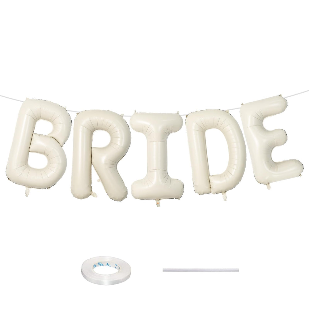 Lingqiang BRIDE 40-inch beige foil letters banner for elegant bridal shower decor.