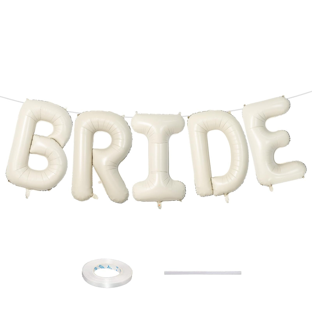 Lingqiang BRIDE 40-inch beige foil letters banner for elegant bridal shower decor.