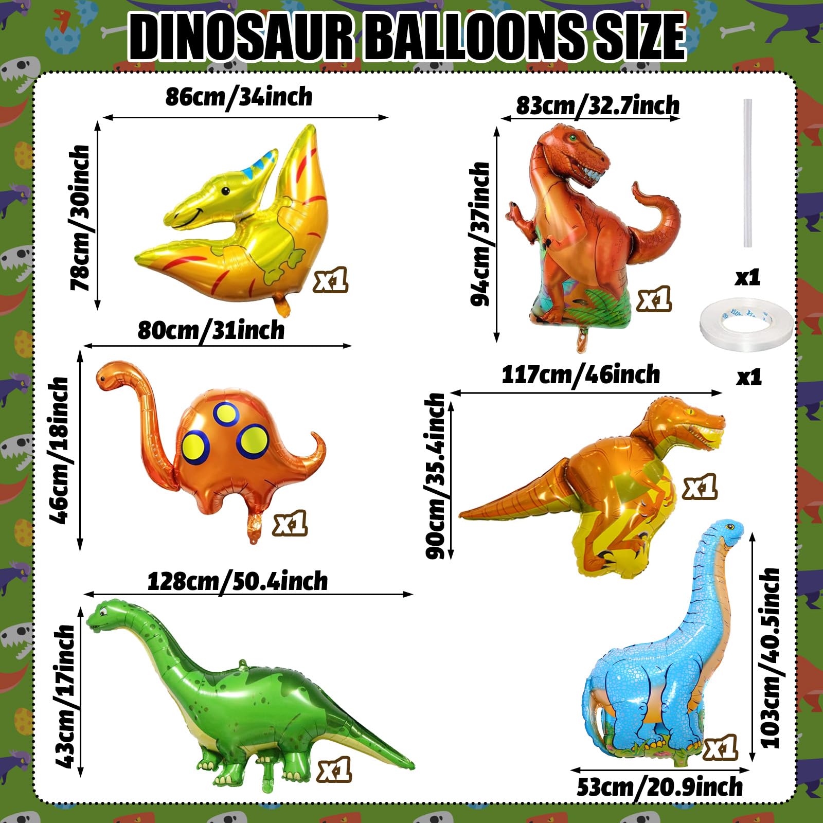 Lingqiang dinosaur foil balloons – giant ceiling display to float your safari theme.