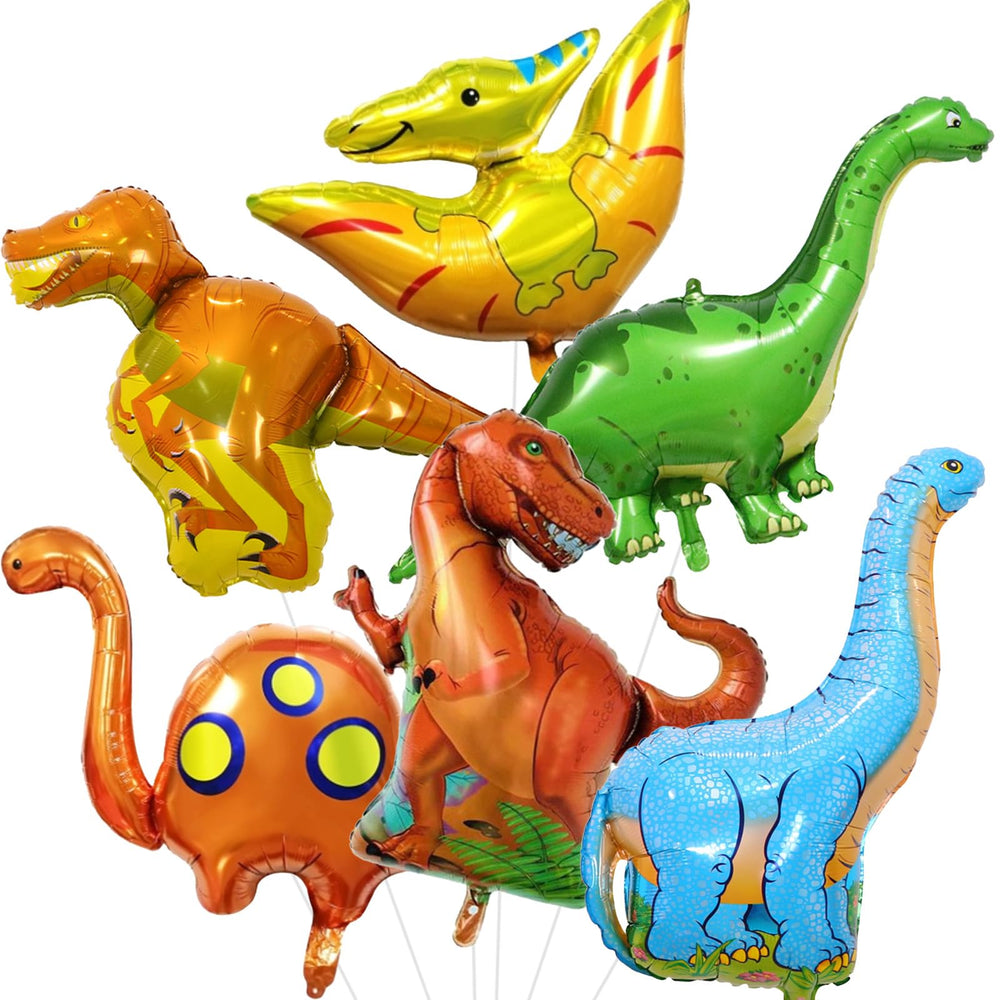 Lingqiang dinosaur foil balloons – giant wall-hanging display for a jungle party.
