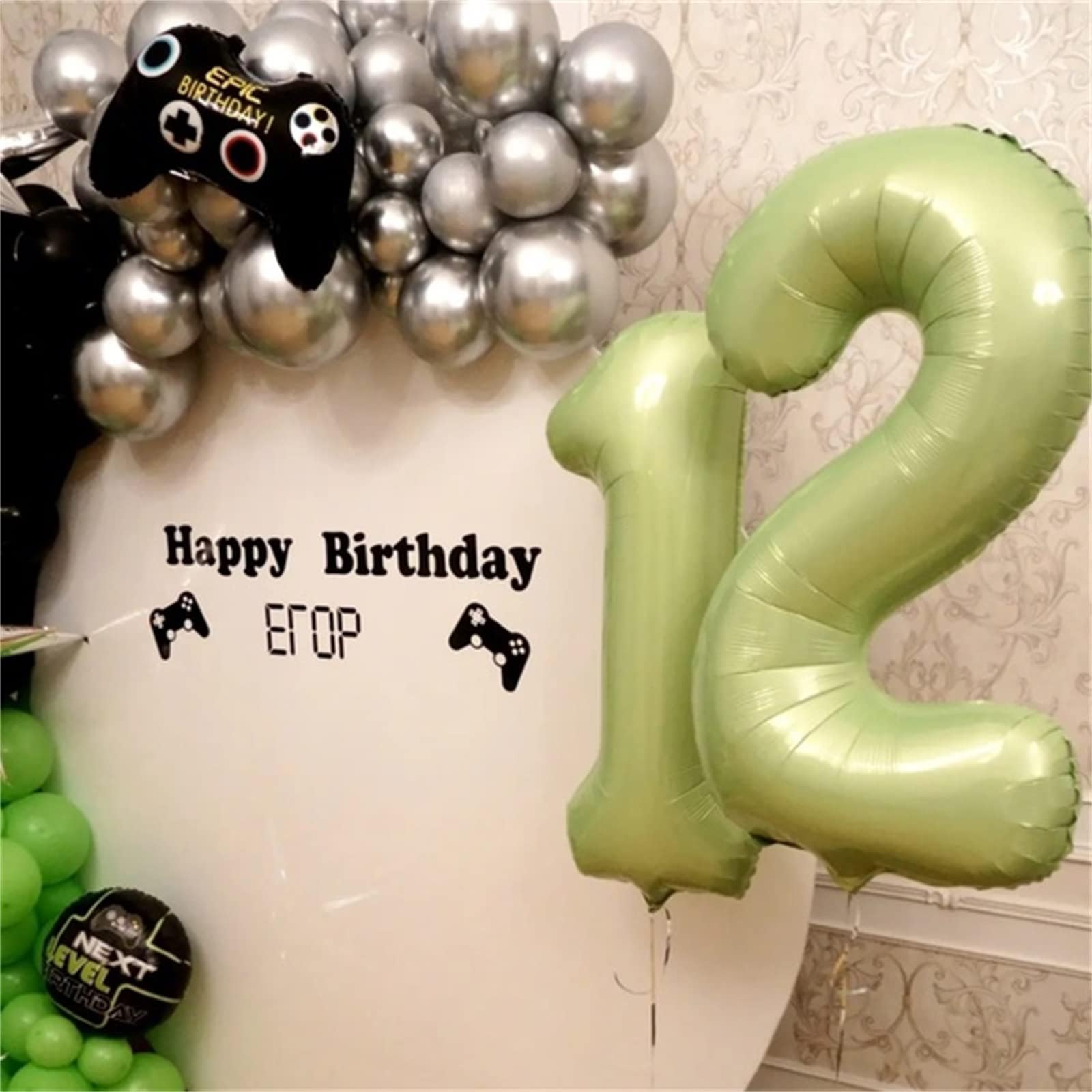 Lingqiang wedding anniversary decor with sage-green balloon for elegant ambiance.