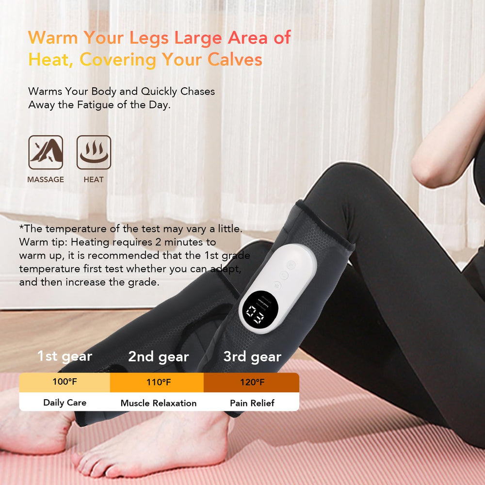 LINGTENG leg massager adjustable strap fits up to 22.5 inches.