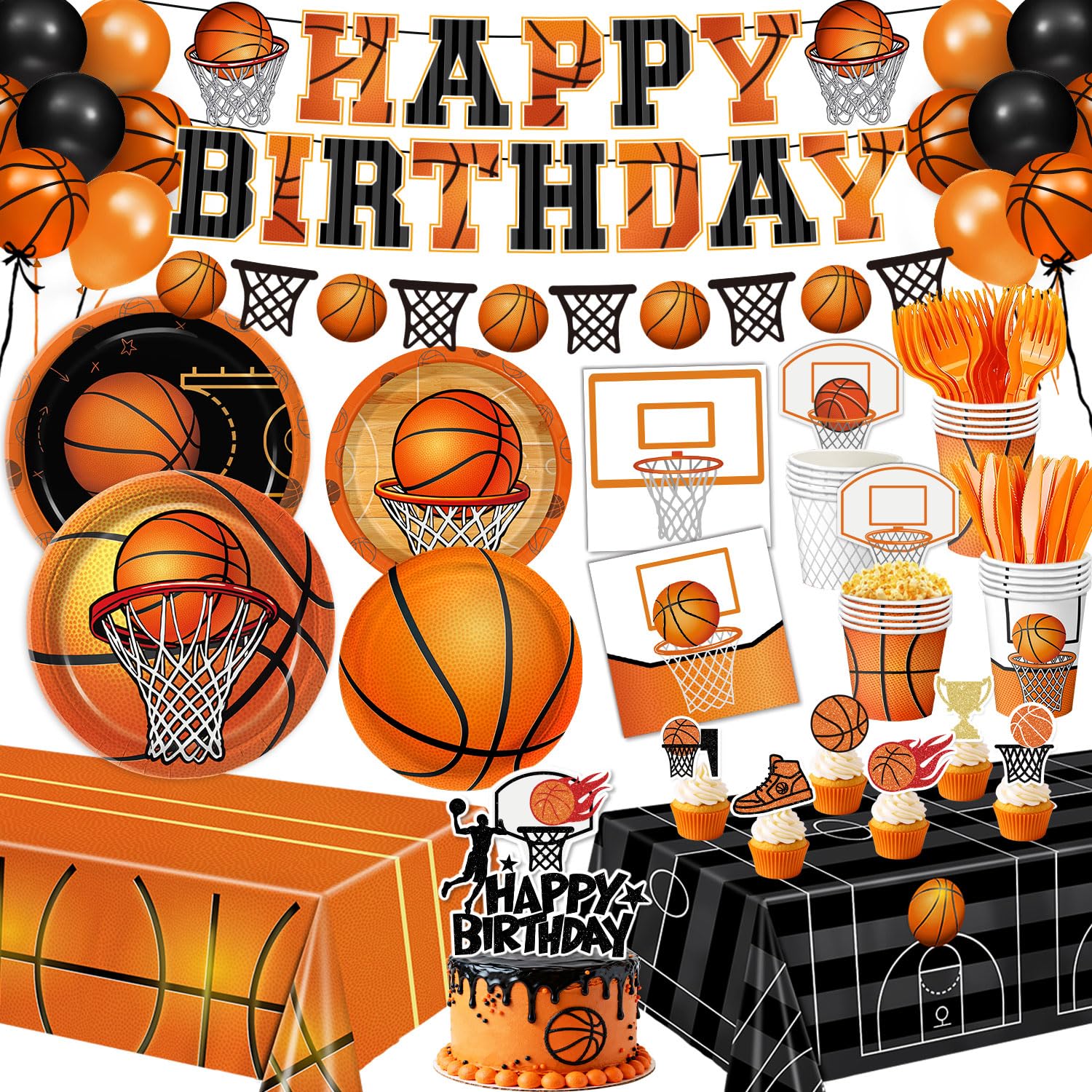 Linhaxm basketball plates 9in with bold designs for sturdy party serving