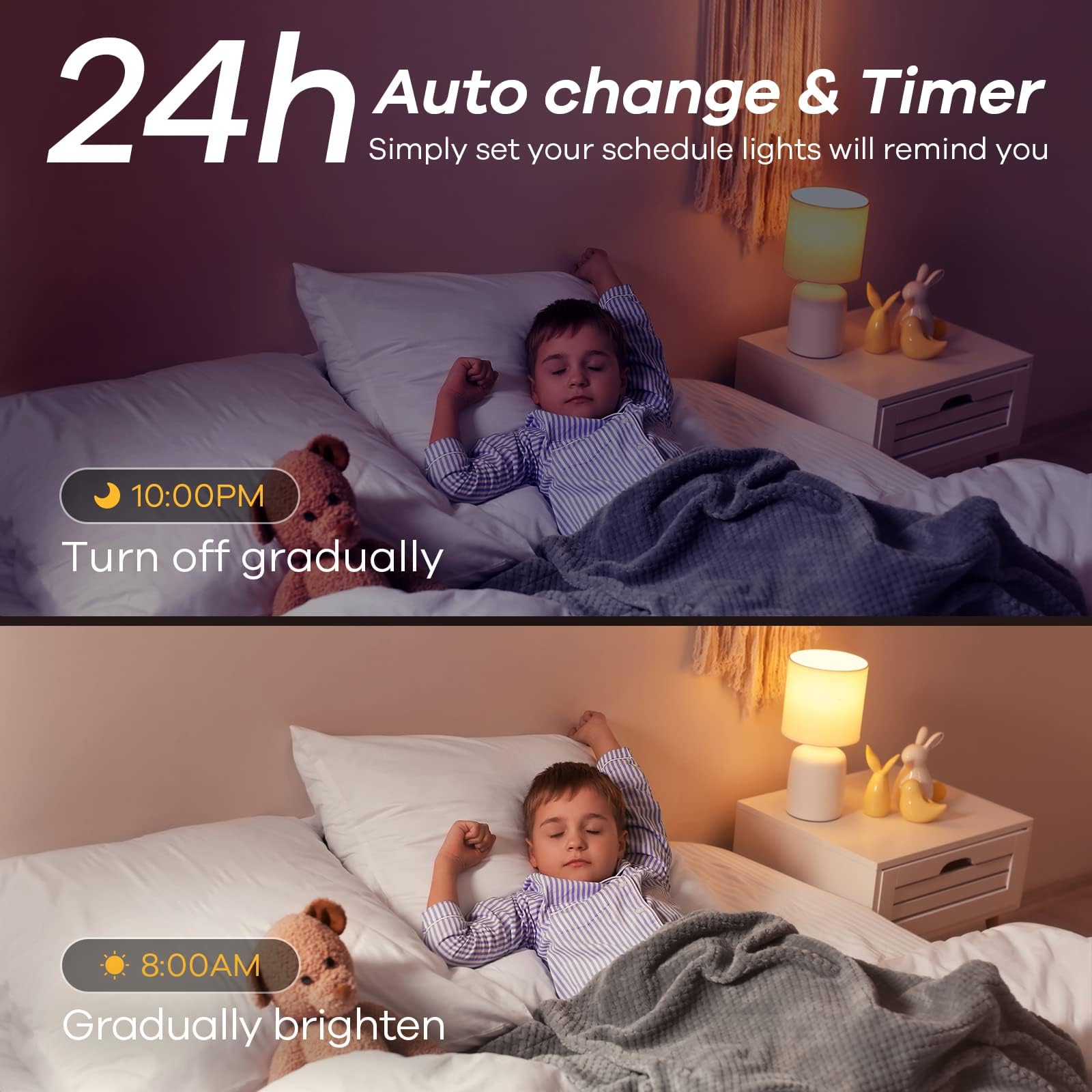 Linkind Matter preset scenes projected on a wall for quick ambience changes.