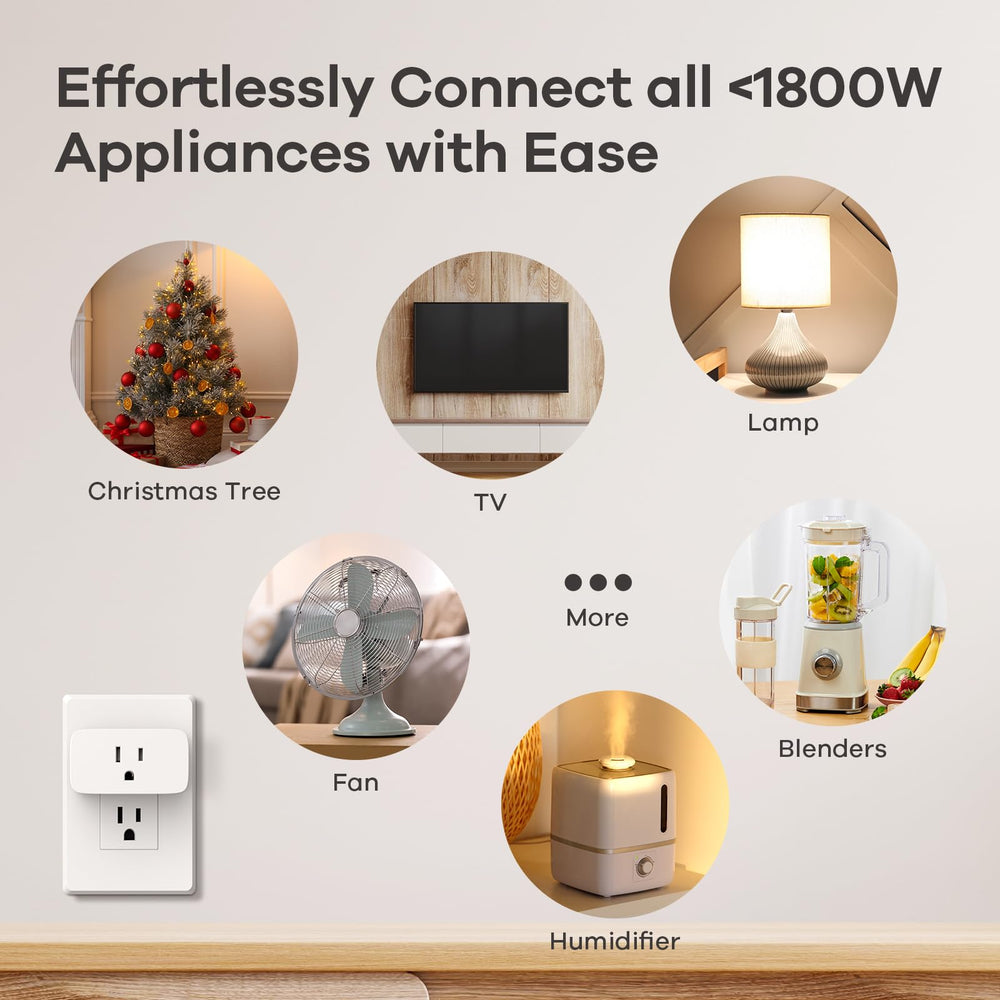 Scheduling in action shows timers for lights, fans, and appliances on the Linkind plug.
