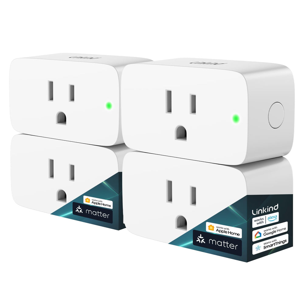 Linkind Matter smart plug main panel showcases a clean outlet setup for smart living.