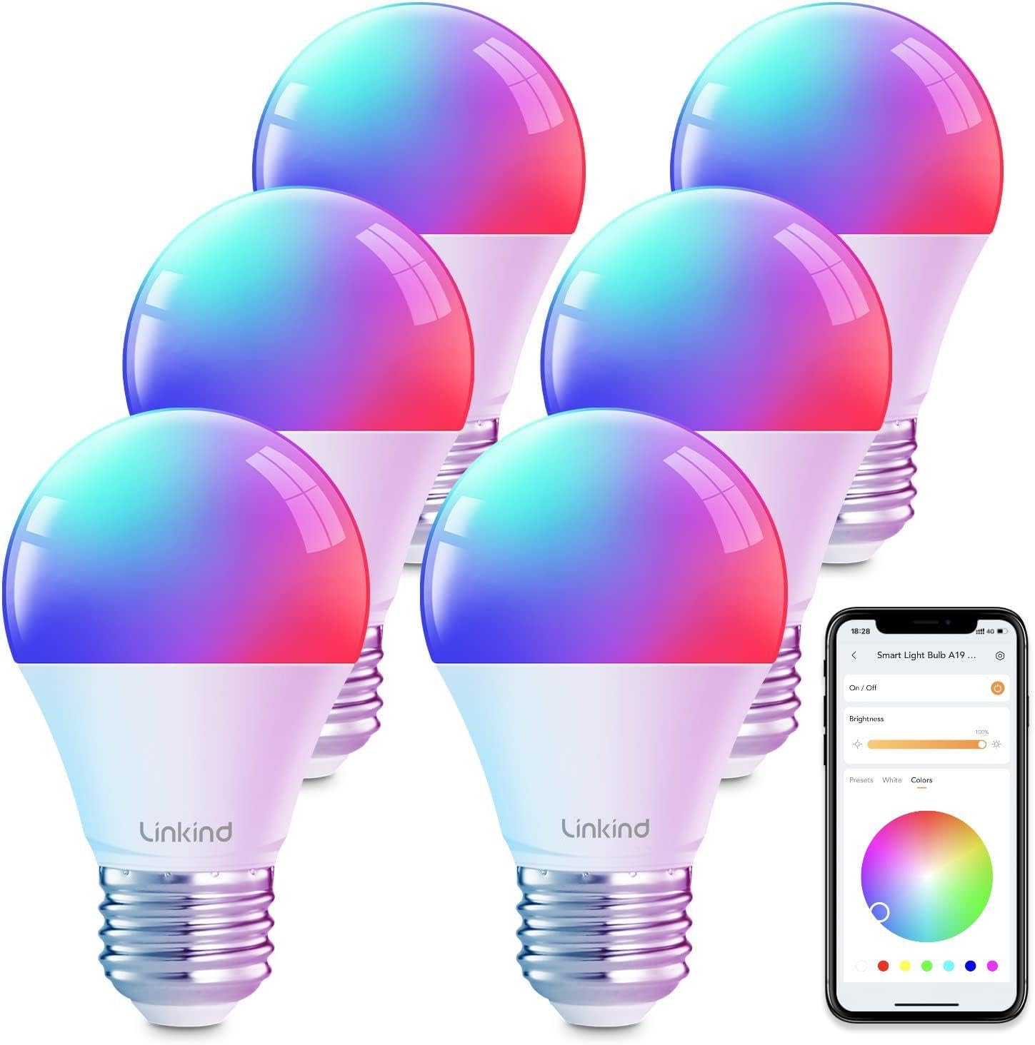 Linkind smart bulb color changing for vibrant ambient lighting.