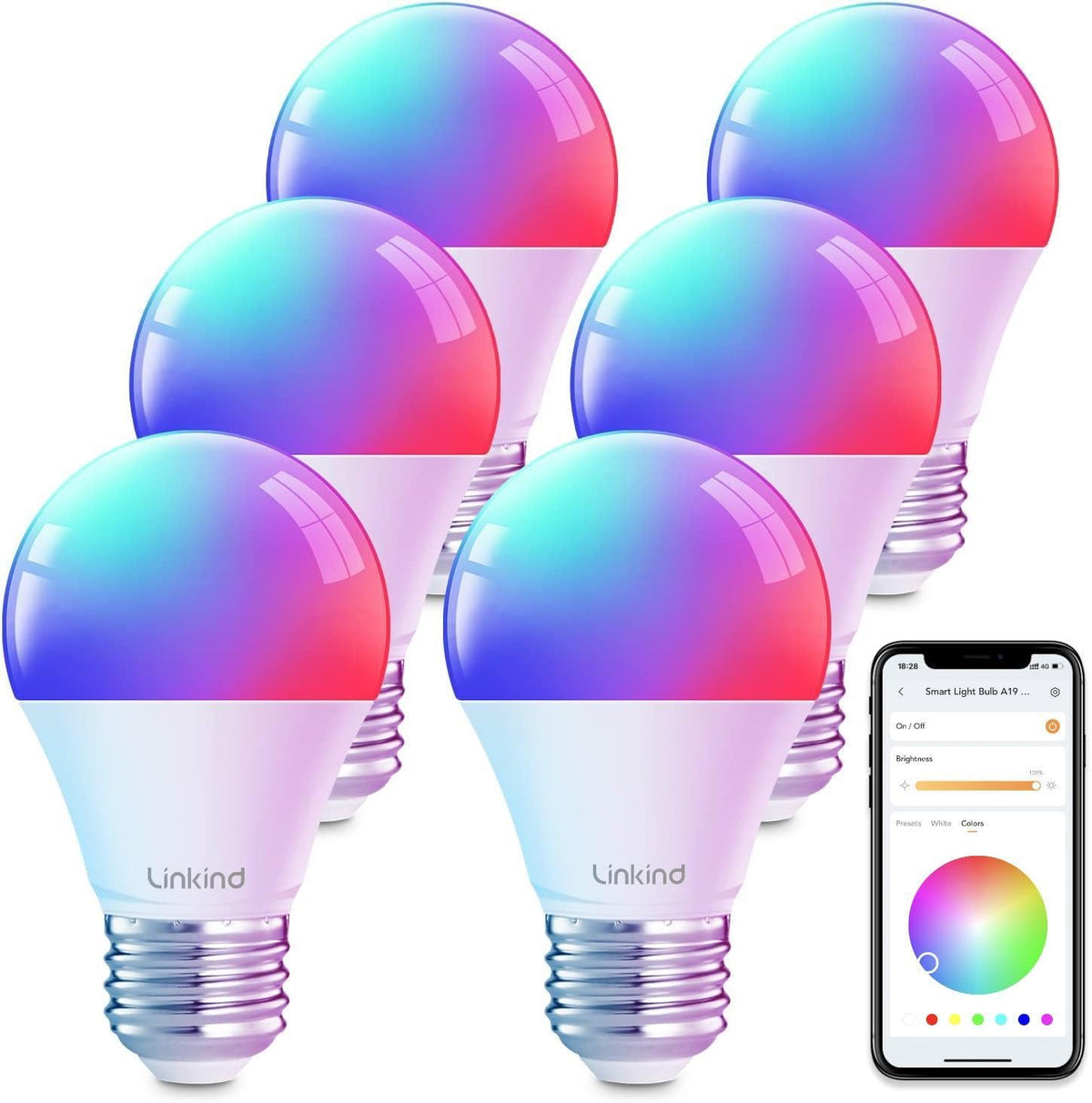 Linkind smart bulb color changing for vibrant ambient lighting.
