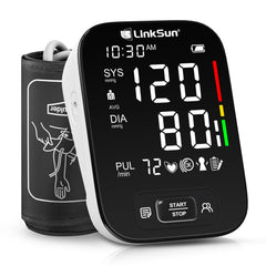LinkSun A221-2 blood pressure monitor with front view and easy-to-read display