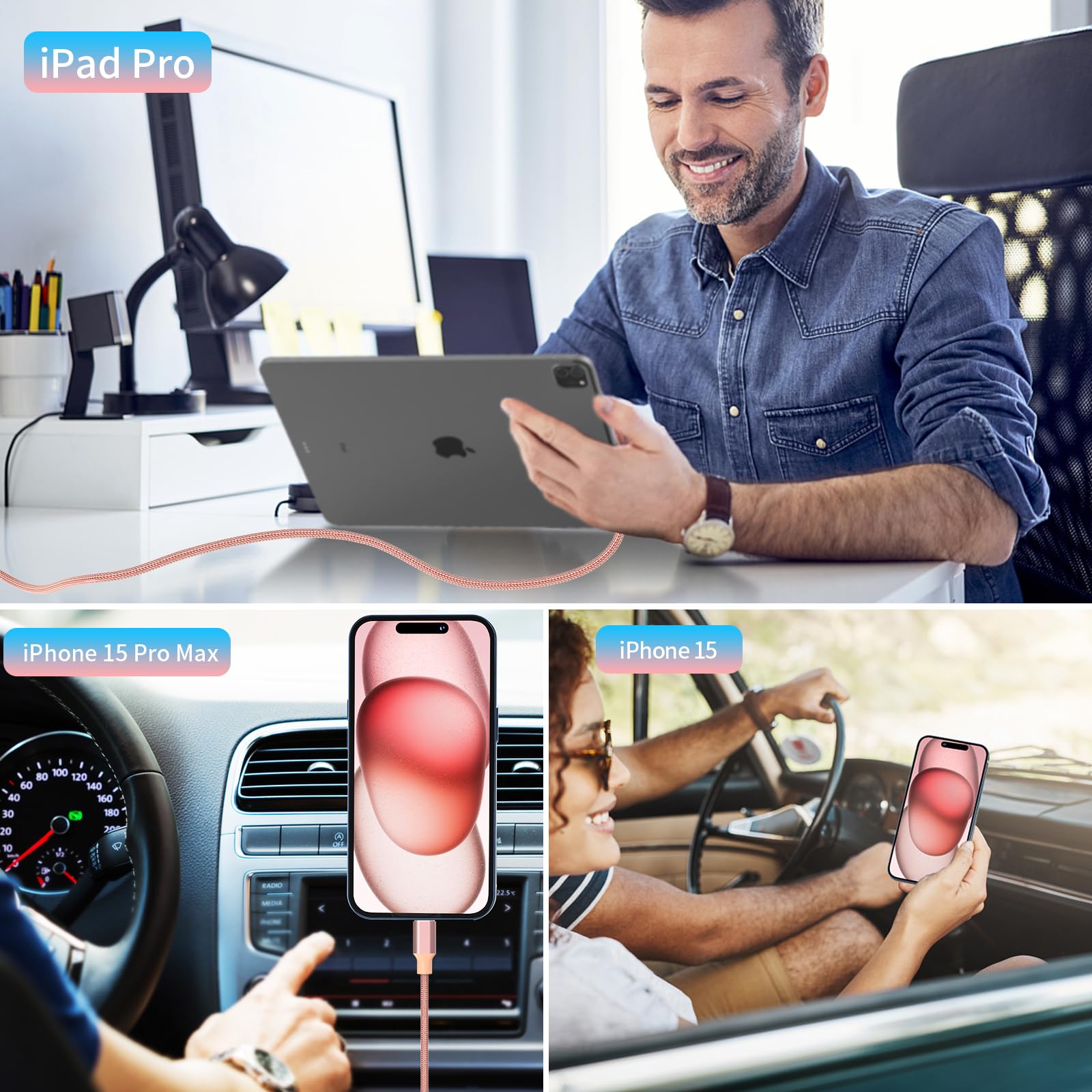 Compact car charger design fits crowded dash spaces and keeps you organized