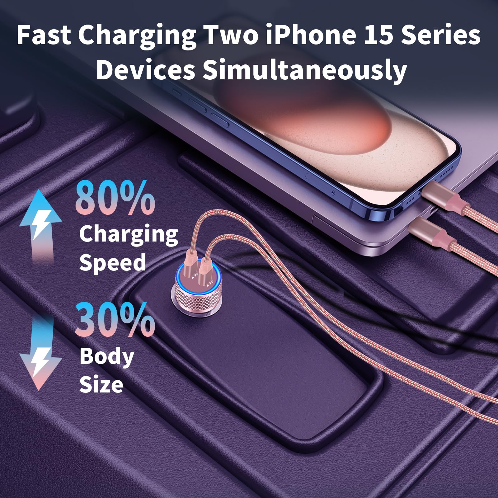 Two-pack braided USB-C cables included for multiple devices