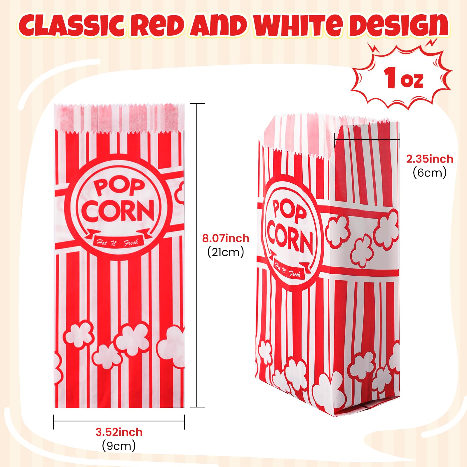 LINSIRON 1oz popcorn bags designed for compact home popcorn machines.