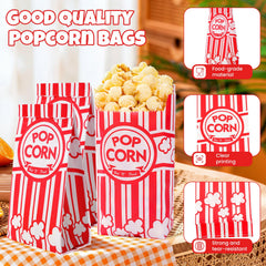 LINSIRON food-grade paper bags emphasize hygienic, lightweight popcorn serving.