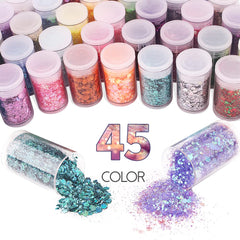 Linwulte 45-color holographic glitter collection for makeup and crafts