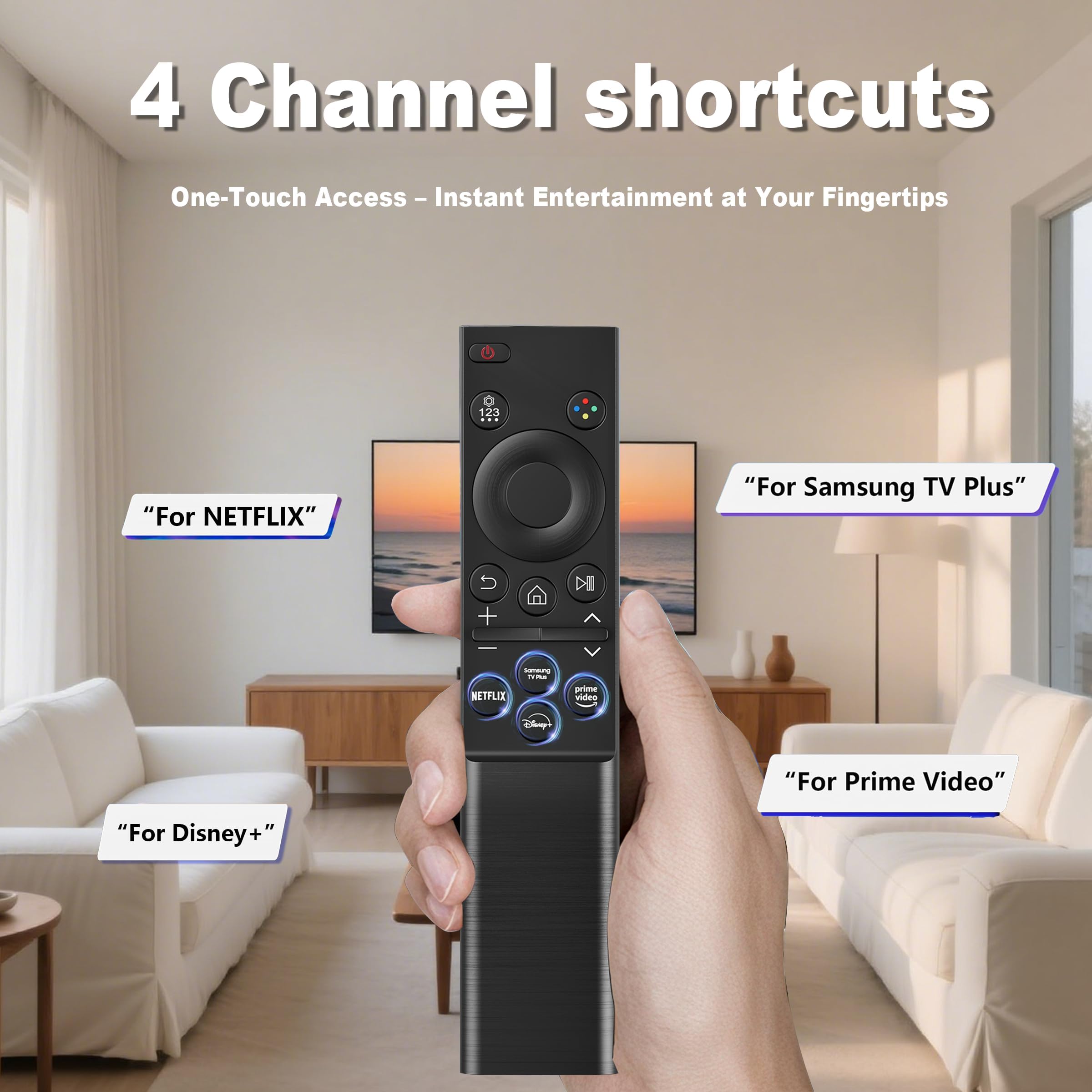 Liokoc remote buttons close-up with four shortcut keys
