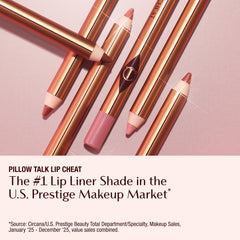 Charlotte Tilbury Lip Cheat waterproof formula resists feathering for long wear.