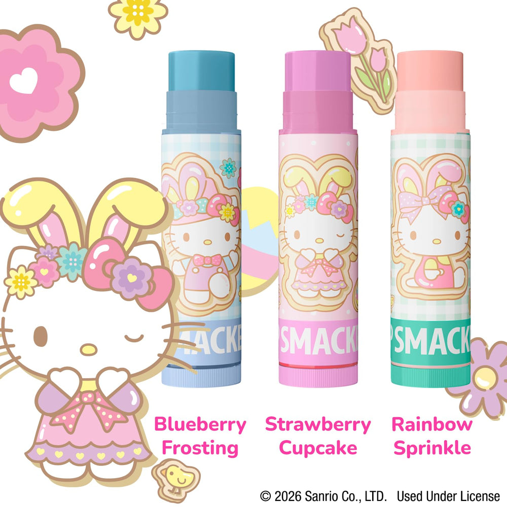 Lip Smacker Hello Kitty Easter Egg Lip Balm Trio blueberry frosting flavor for spring refresh