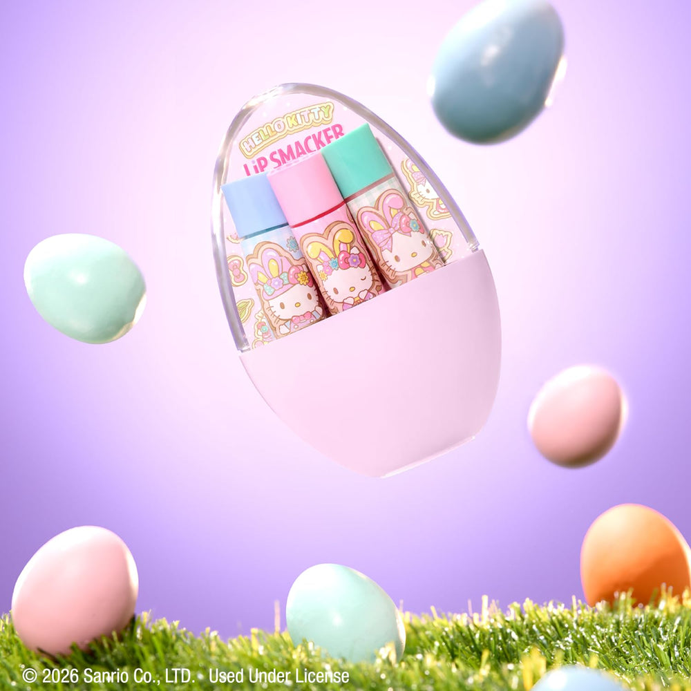 Lip Smacker Hello Kitty Easter Egg Lip Balm Trio strawberry cupcake scent for daily use