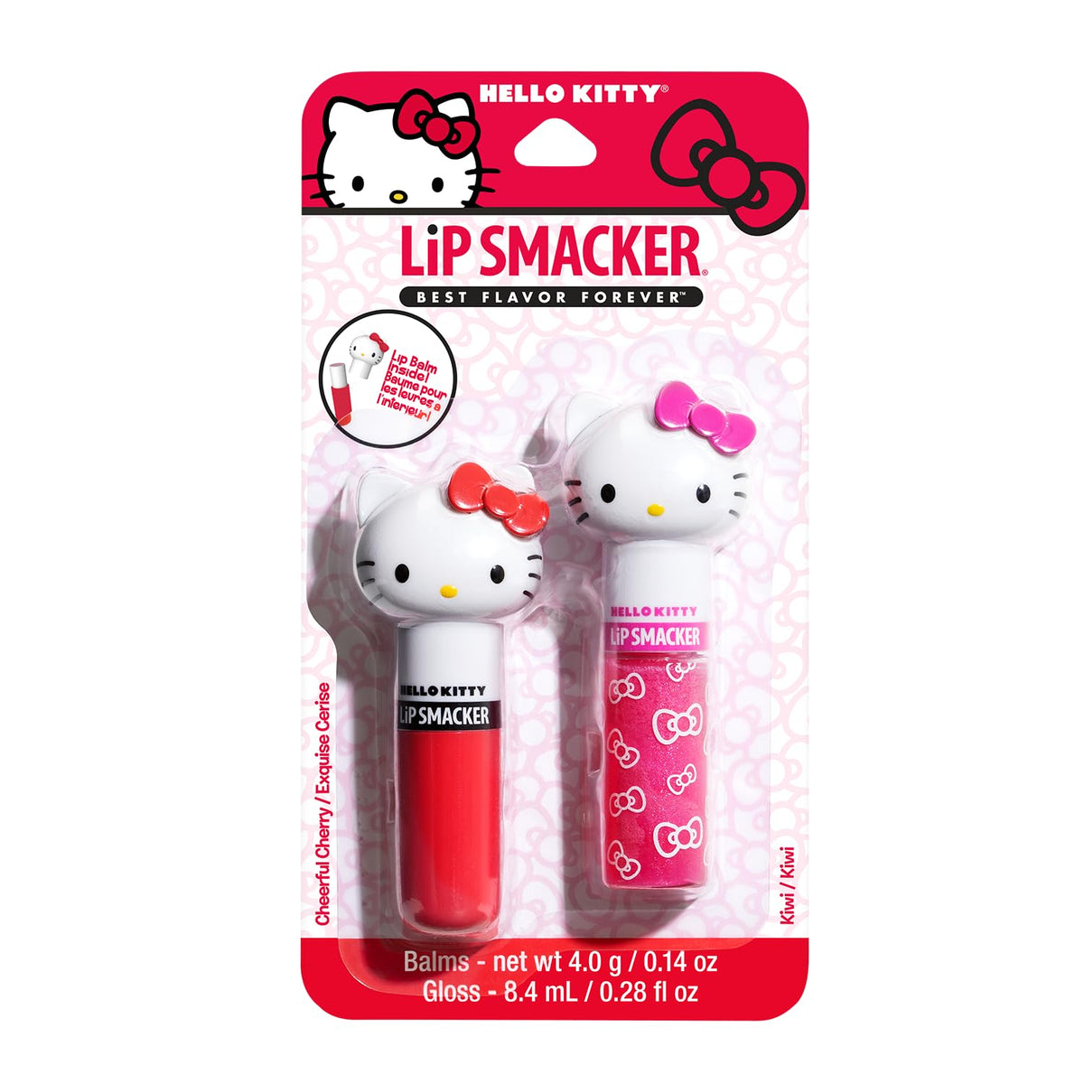Lip Smacker Lippy Pals Hello Kitty packaging shows a fun, giftable lip balm duo for fans.