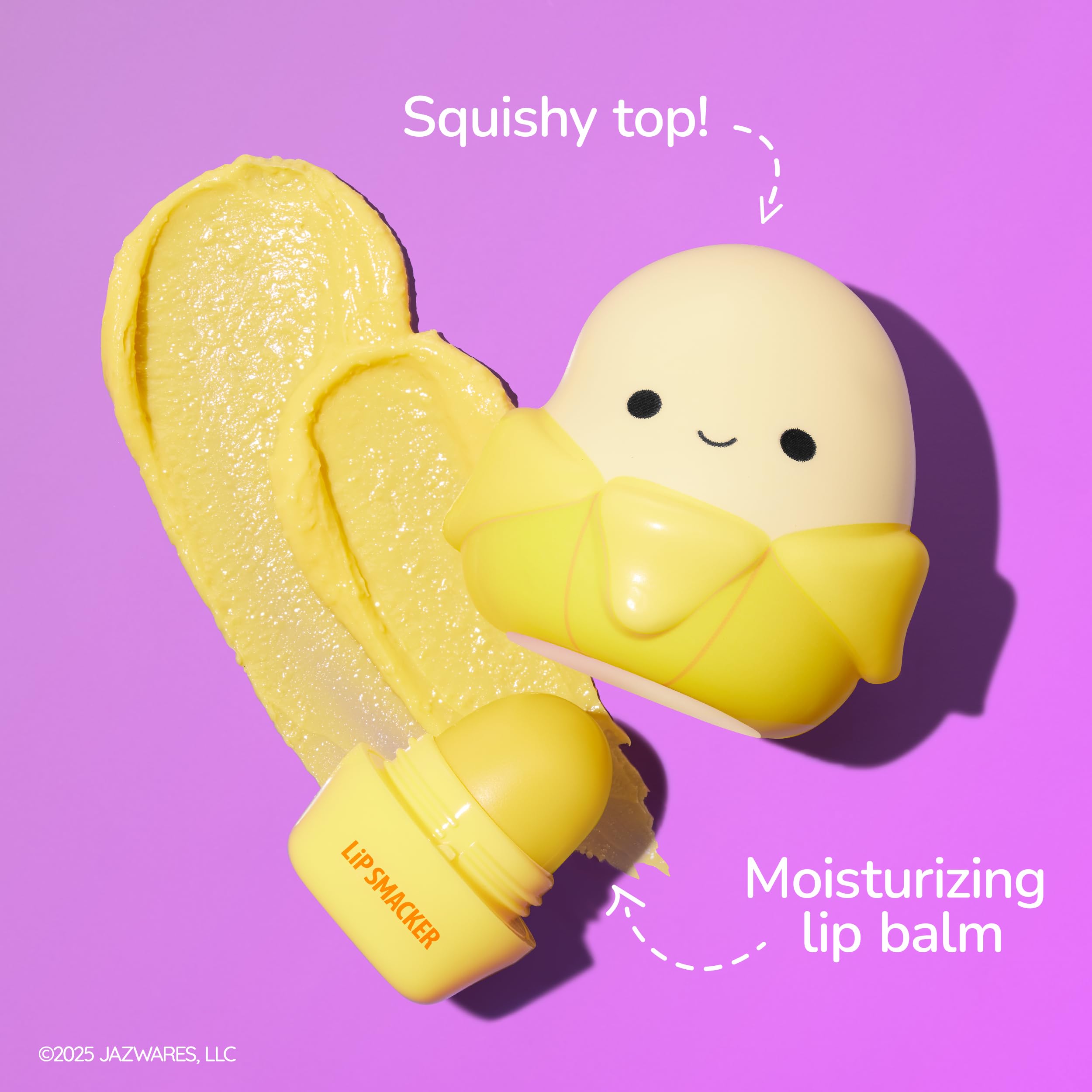 Unboxing Lip Smacker Squishmallows packaging showing collectible character design.