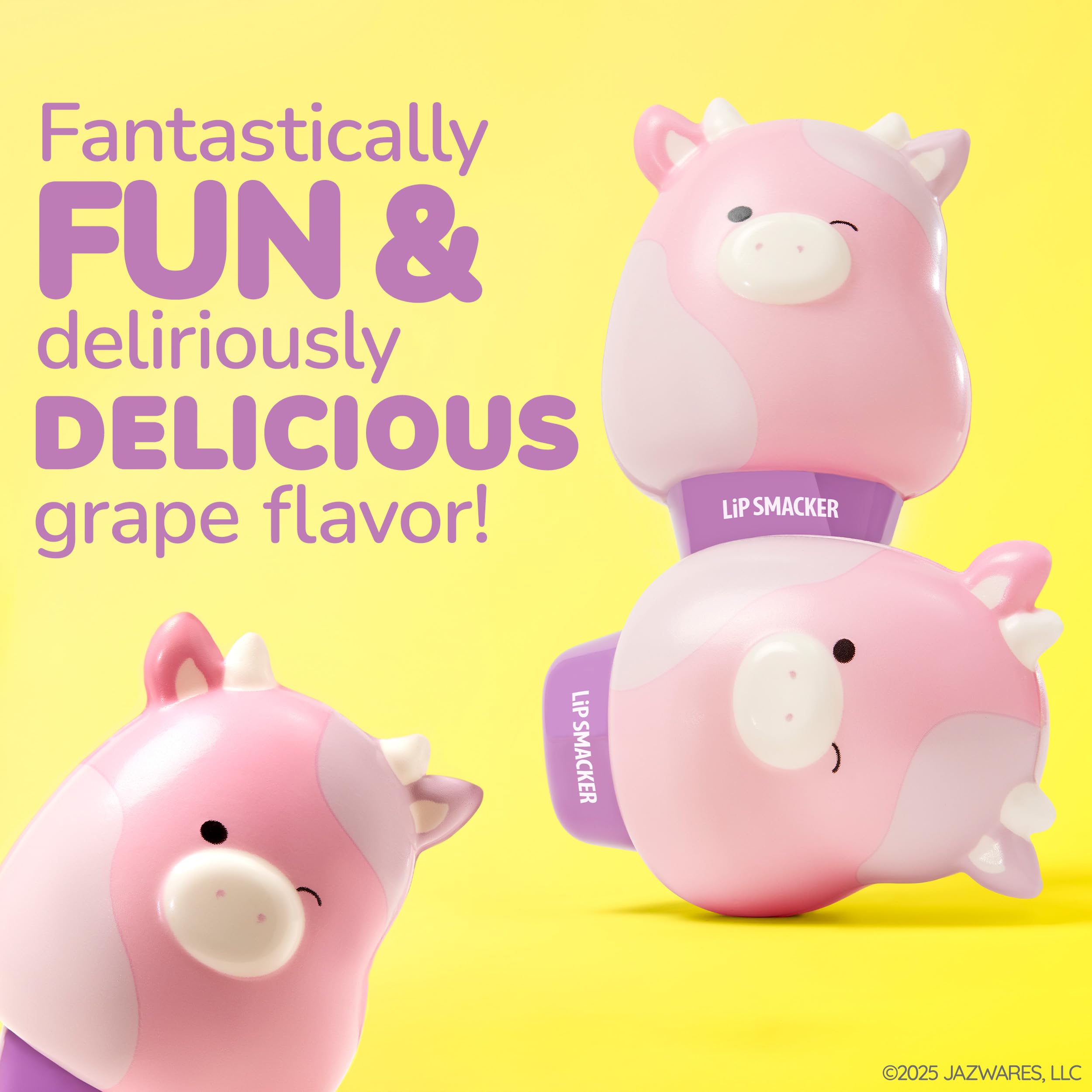 Lip Smacker Squishmallows Patty moisturizing balm delivers flavor and hydration.