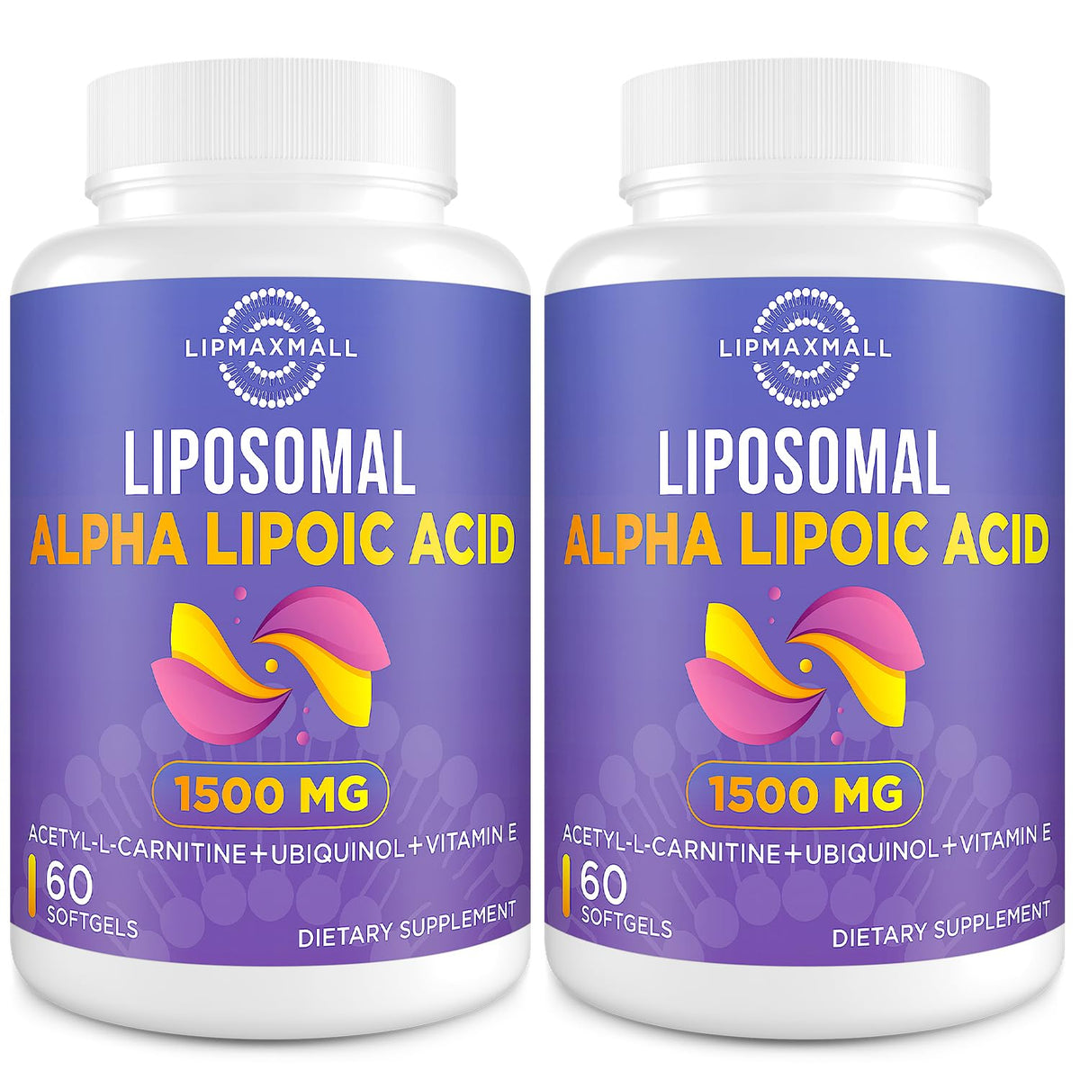 Lipmaxmall liposomal alpha lipoic acid softgel front view with high potency antioxidant formula
