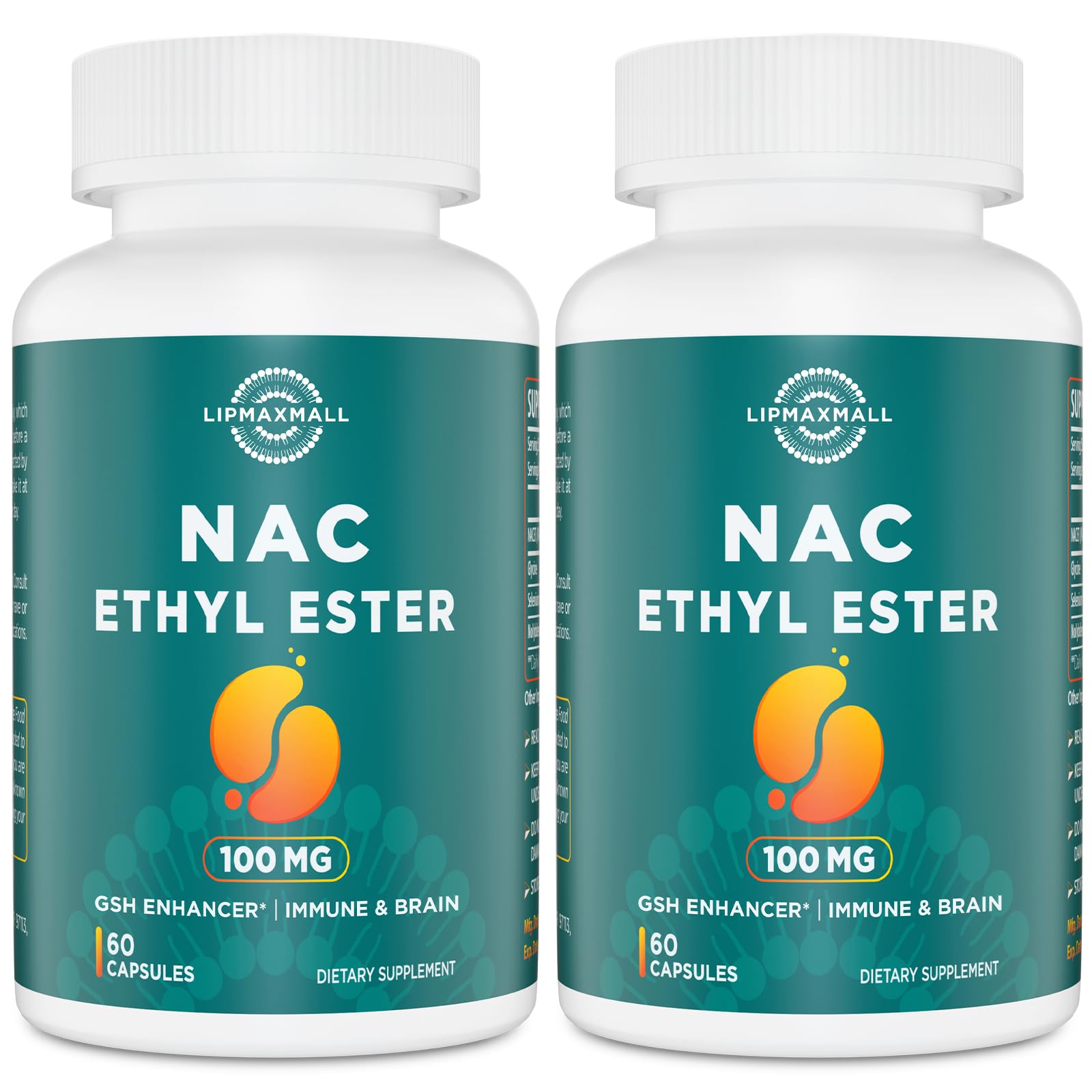 Lipmaxmall NACET Ethyl Ester 100mg bottle supports daily antioxidant potential.