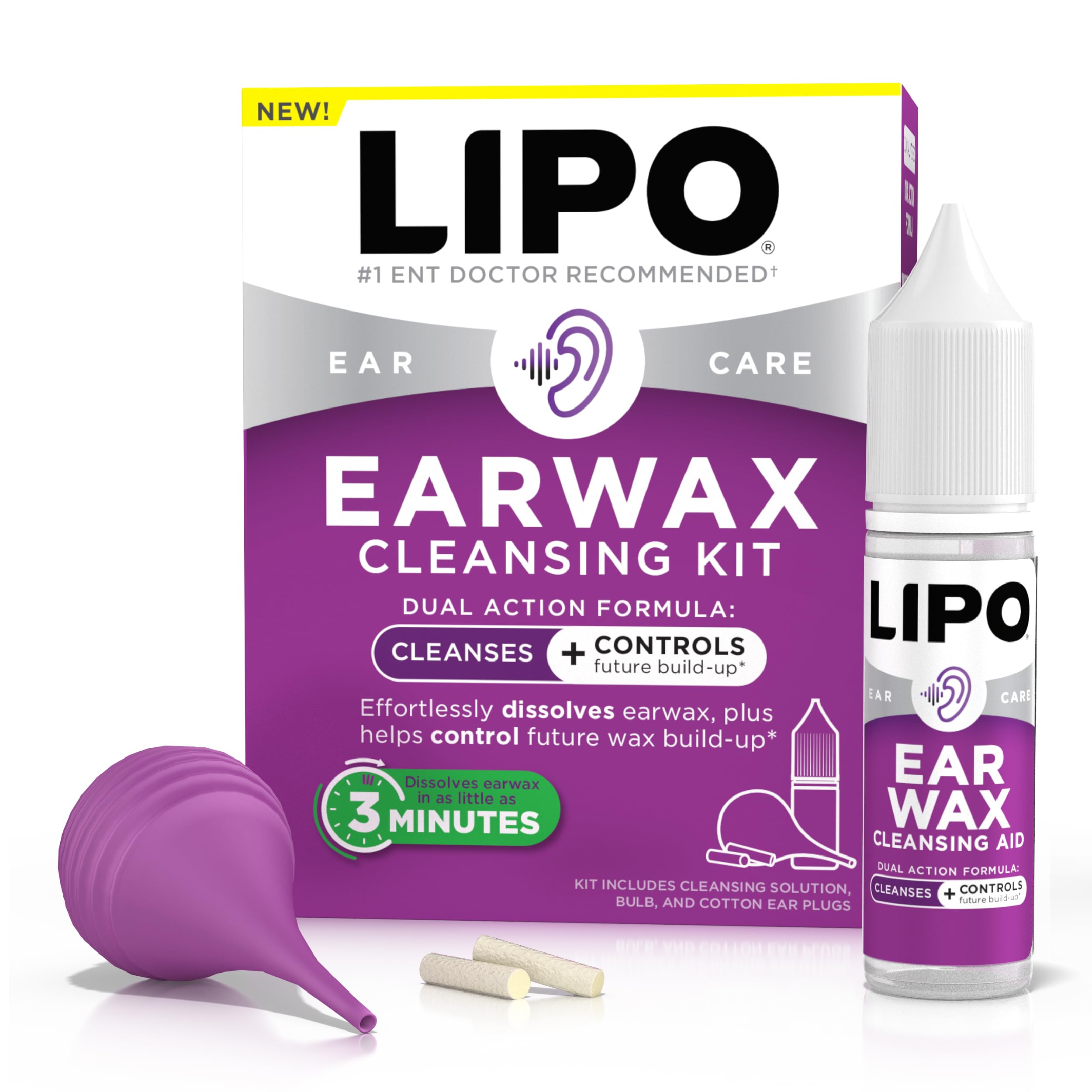 Lipo Earwax cleansing drops for gentle daily ear care.