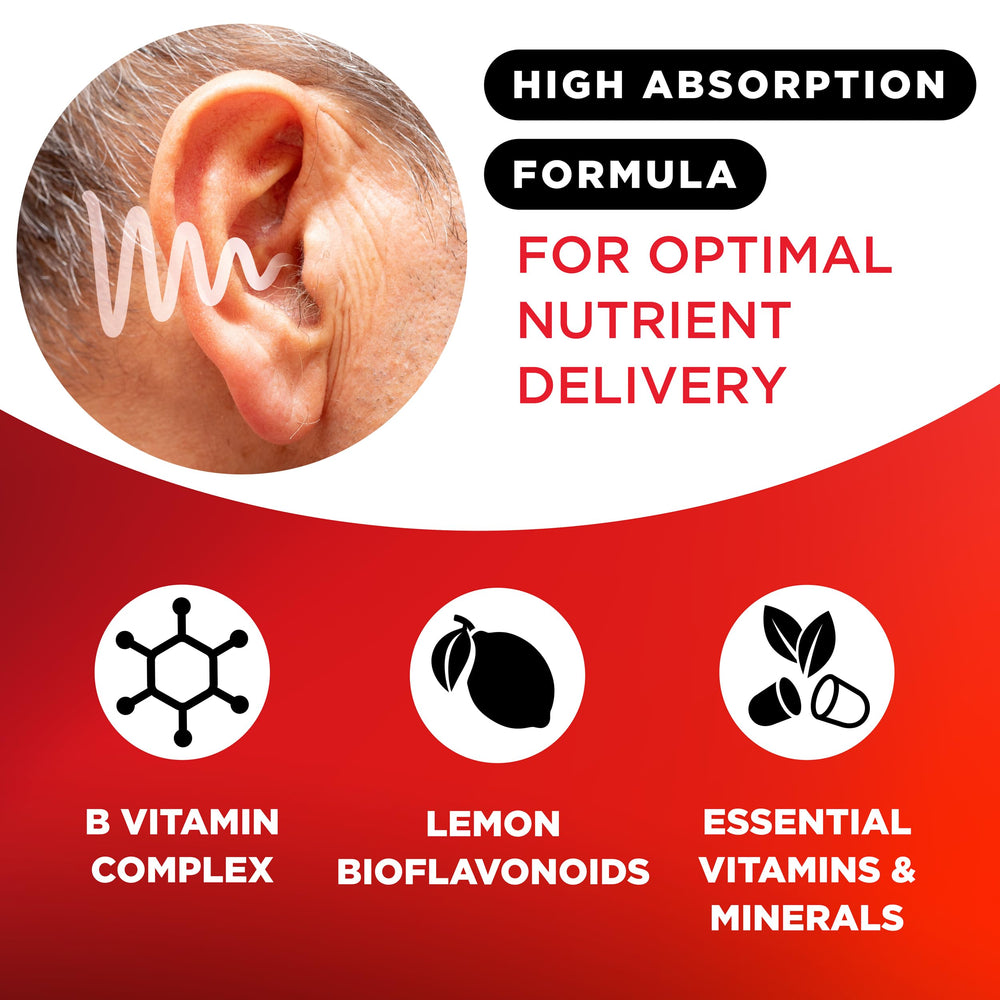 Lipo-Flavonoid bottle with label emphasizes doctor-recommended formulation for tinnitus management