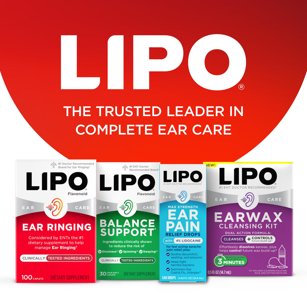 Lipo-Flavonoid inner ear health illustration connects product to ear function support