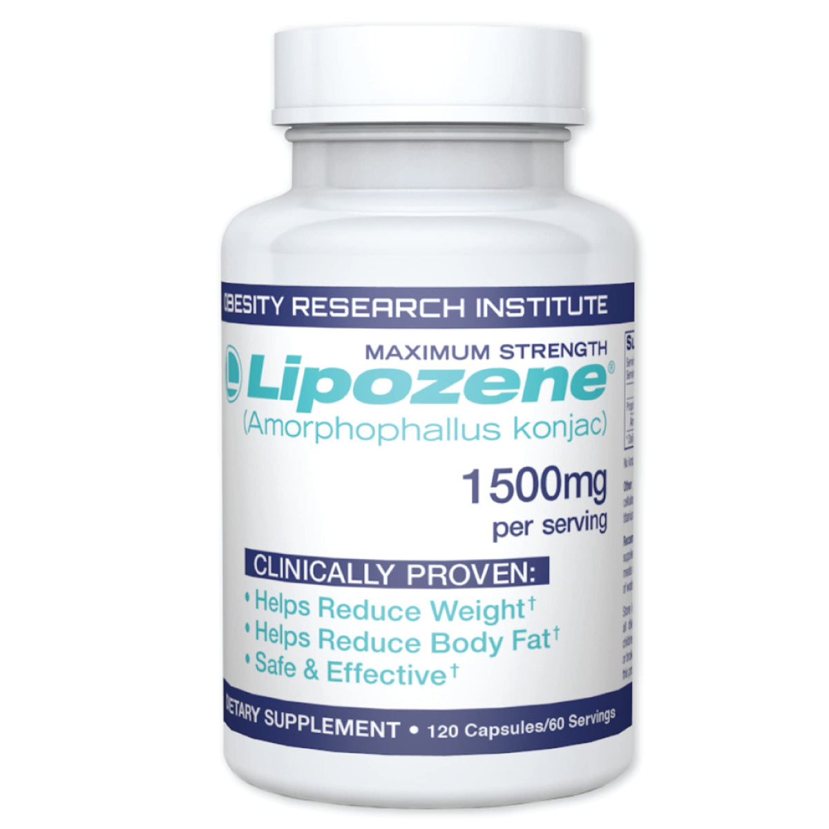 Lipozene Mega Bottle 120 capsules for appetite control and daily use.