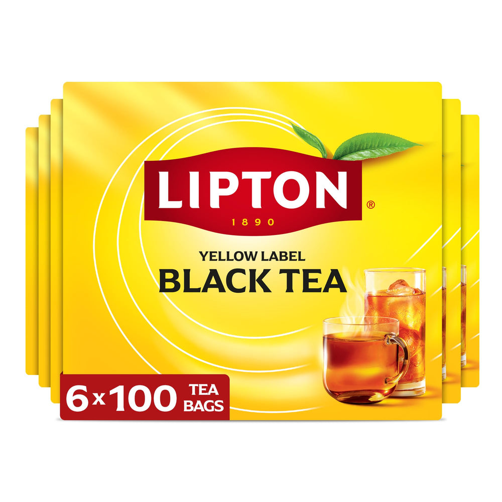 Lipton black tea bags 600-count packaging showcases freshness and value