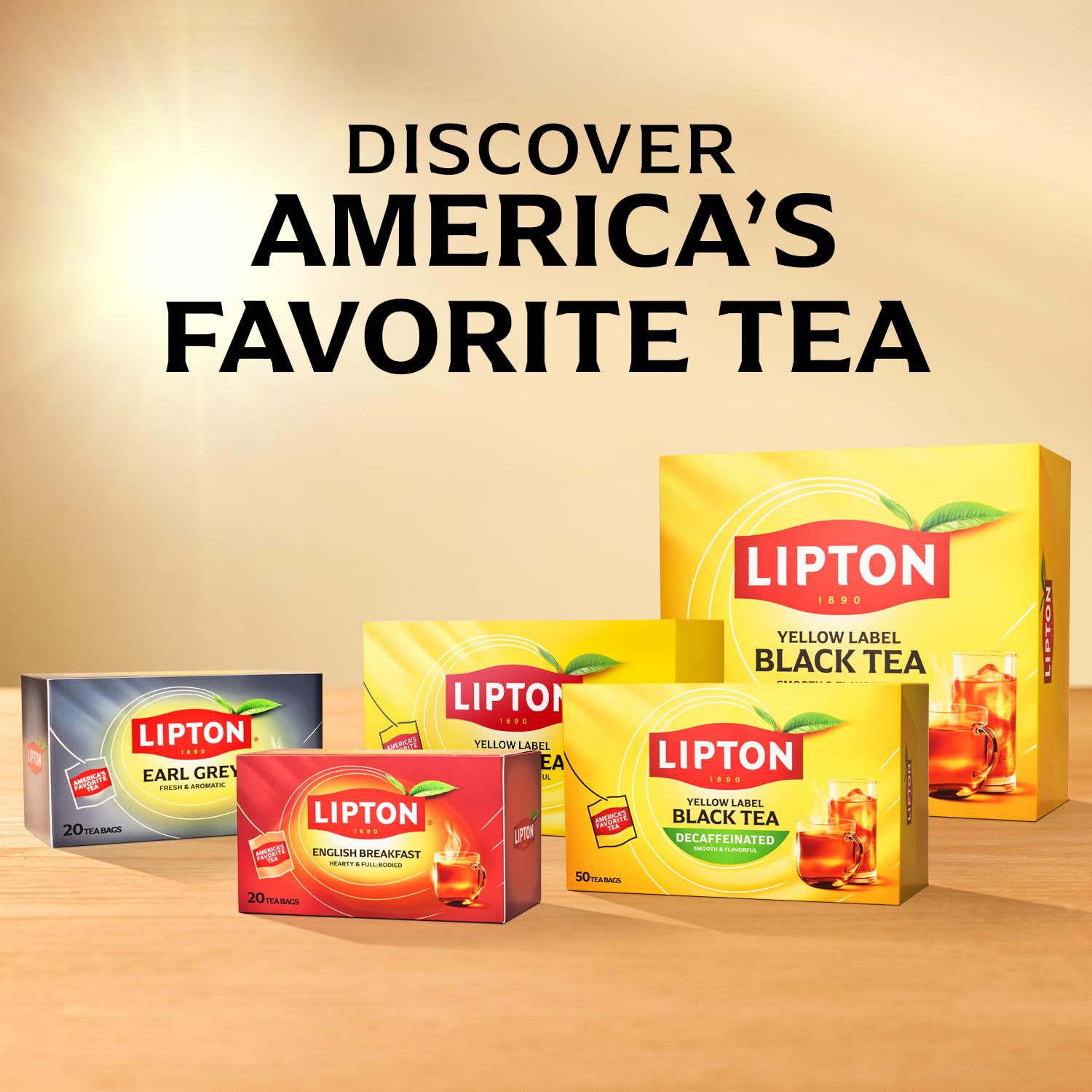 Lipton-branded packaging reflects decades of quality since 1890.