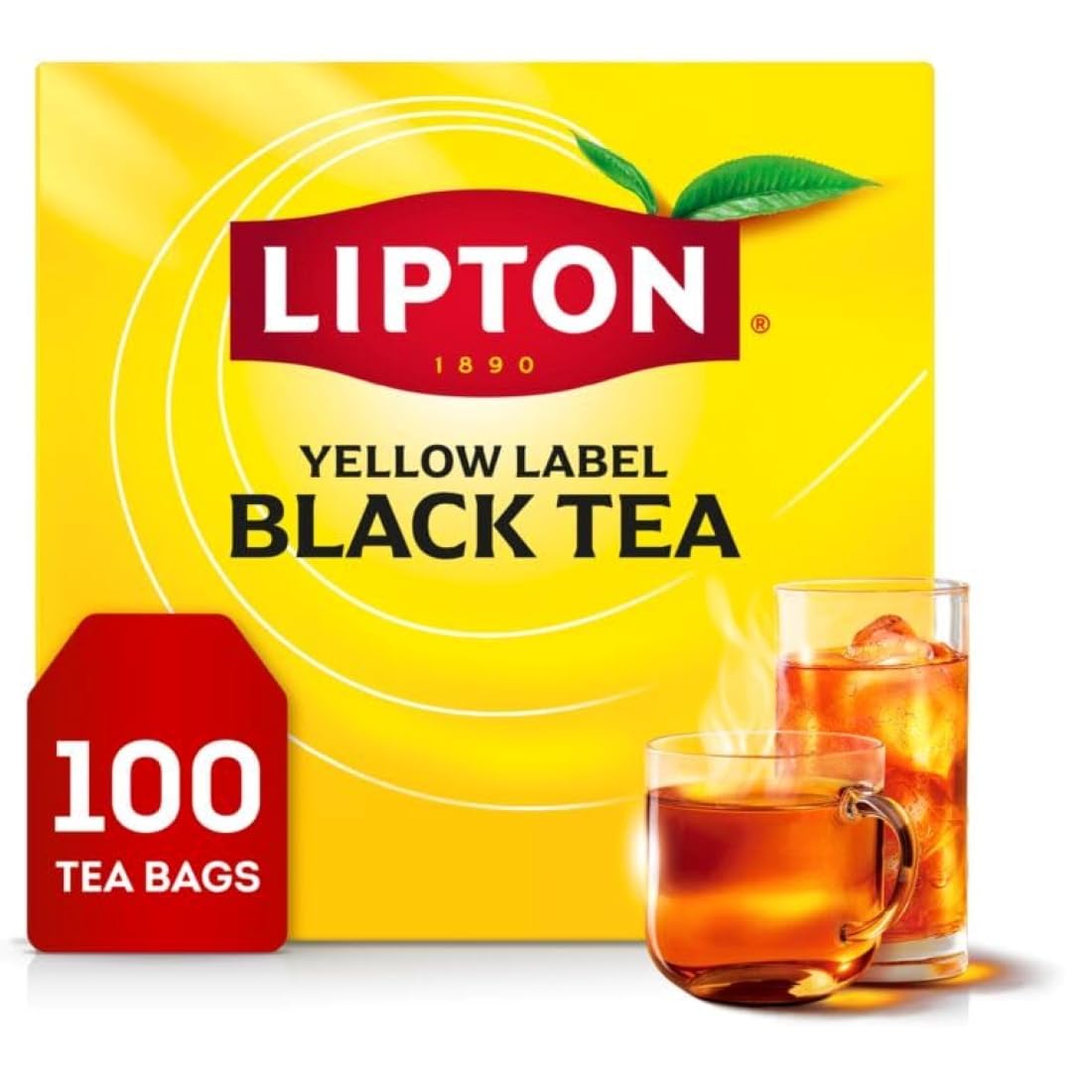 Lipton black tea bags with orange pekoe leaves for a fresh daily brew.