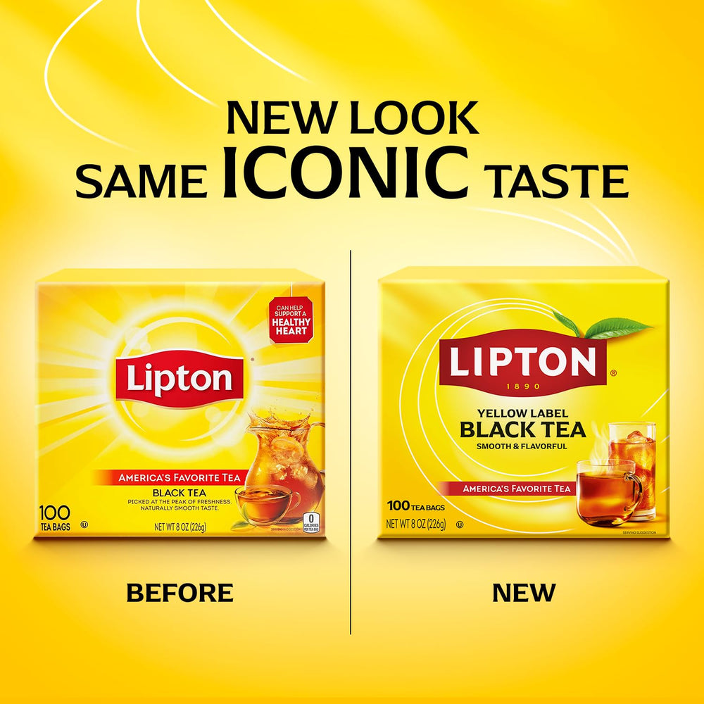 Lipton black tea bag steeping in hot water for a comforting cup.